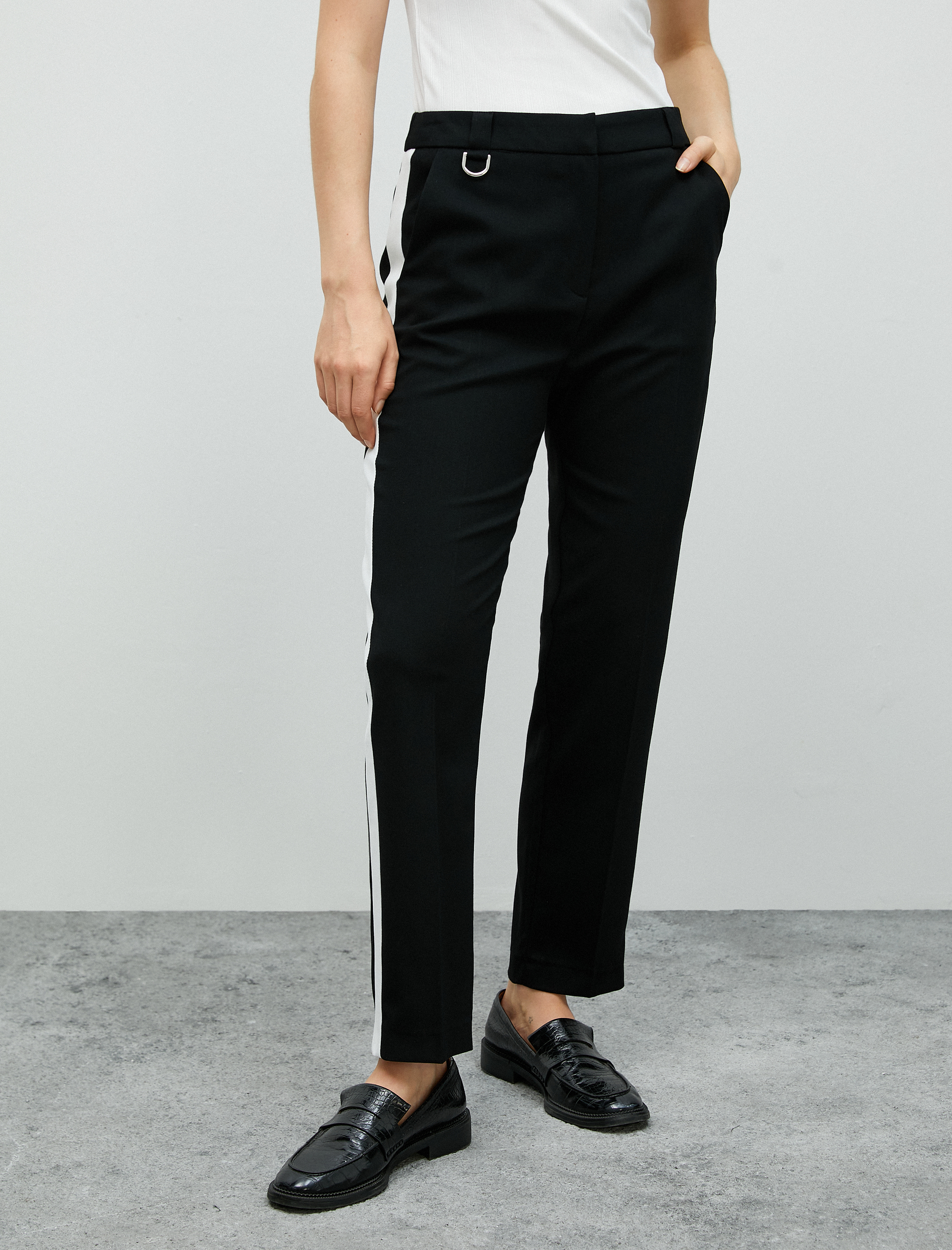   Cigarette Pantolon Yüksek Bel Cepli Şerit Detaylı