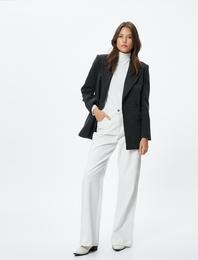 Blazer Ceket Kruvaze Düğmeli Kapaklı Cepli