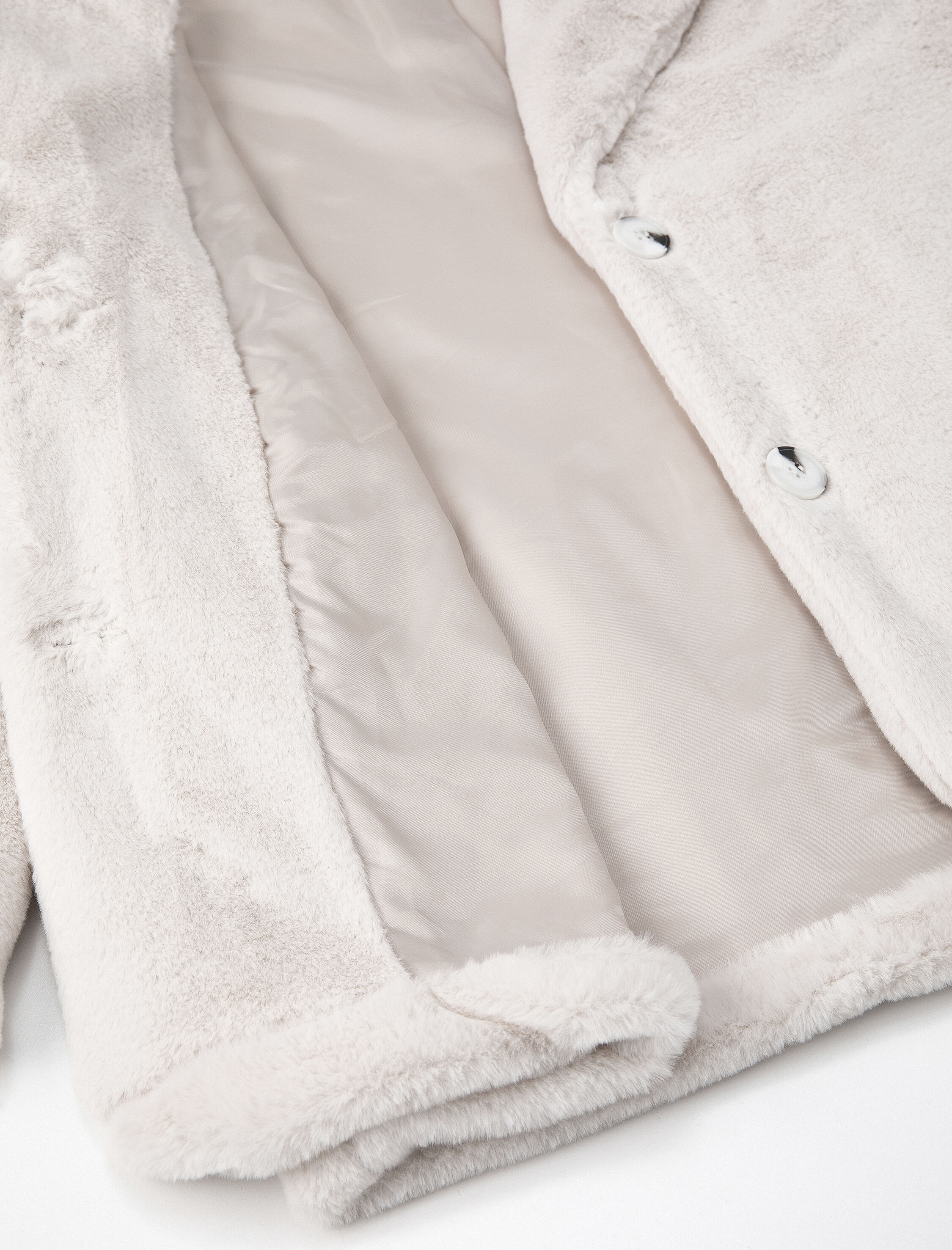 Peluş Mont Düğmeli Ceket Yaka Astarlı