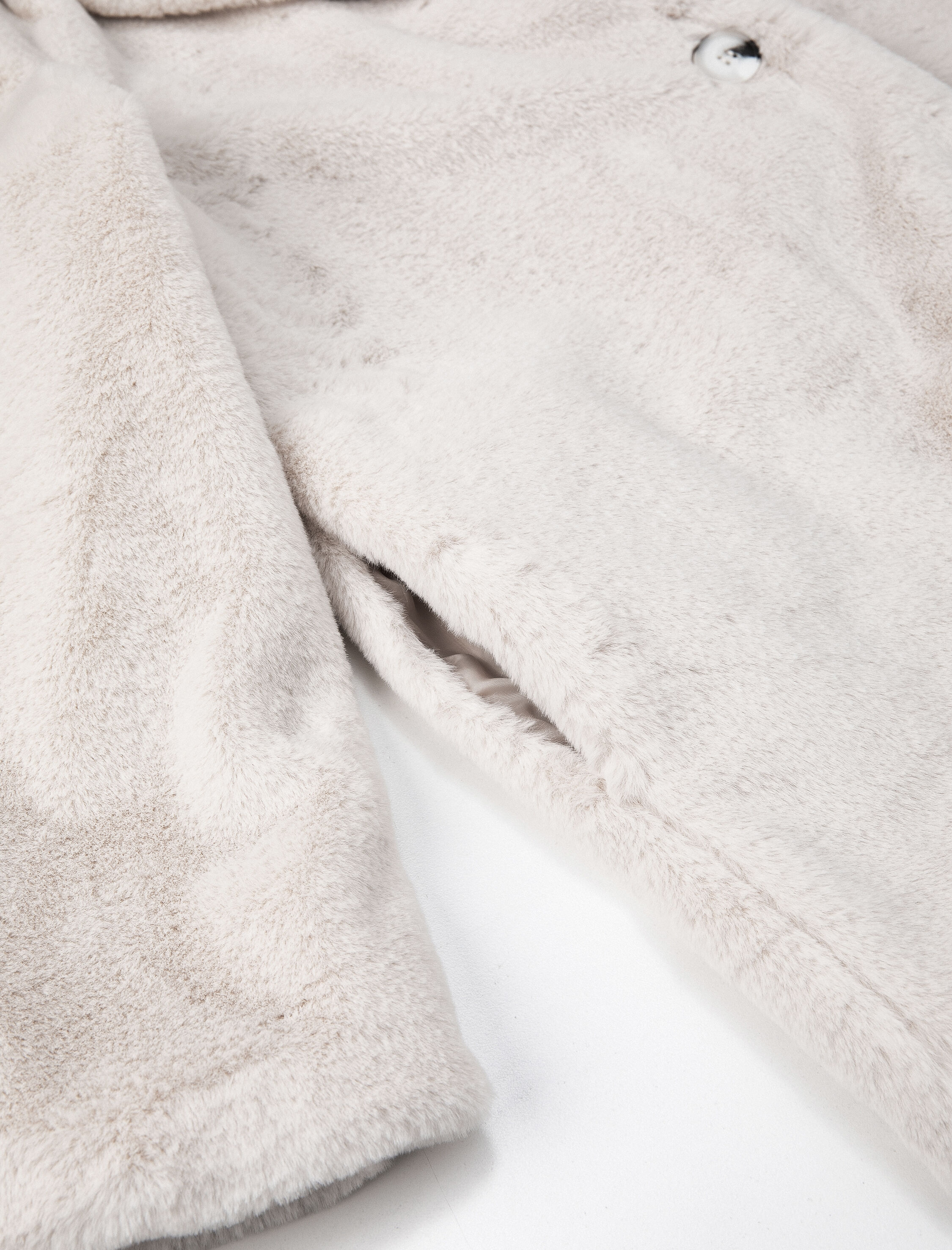 Peluş Mont Düğmeli Ceket Yaka Astarlı