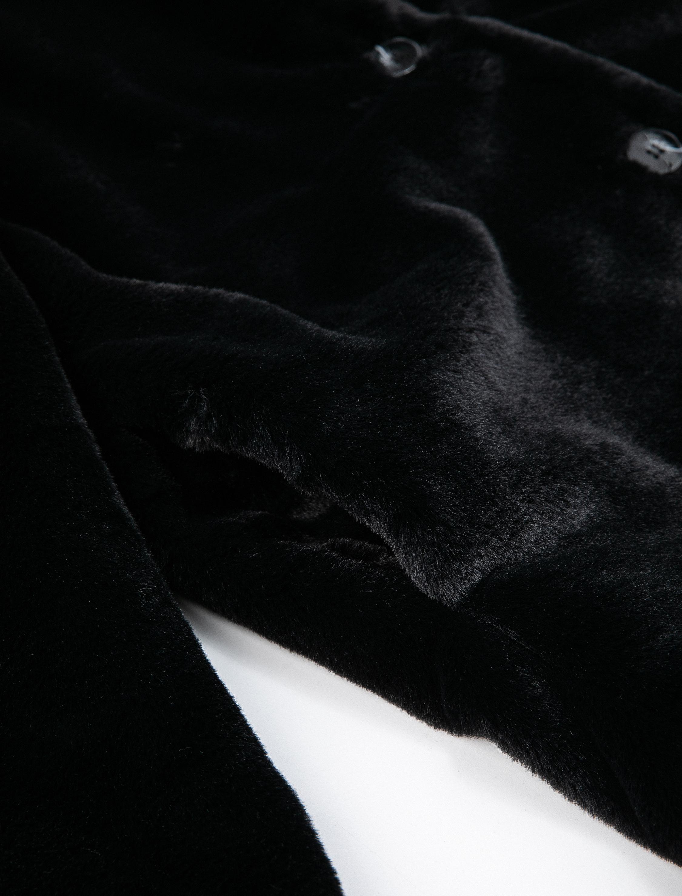   Peluş Mont Düğmeli Ceket Yaka Astarlı