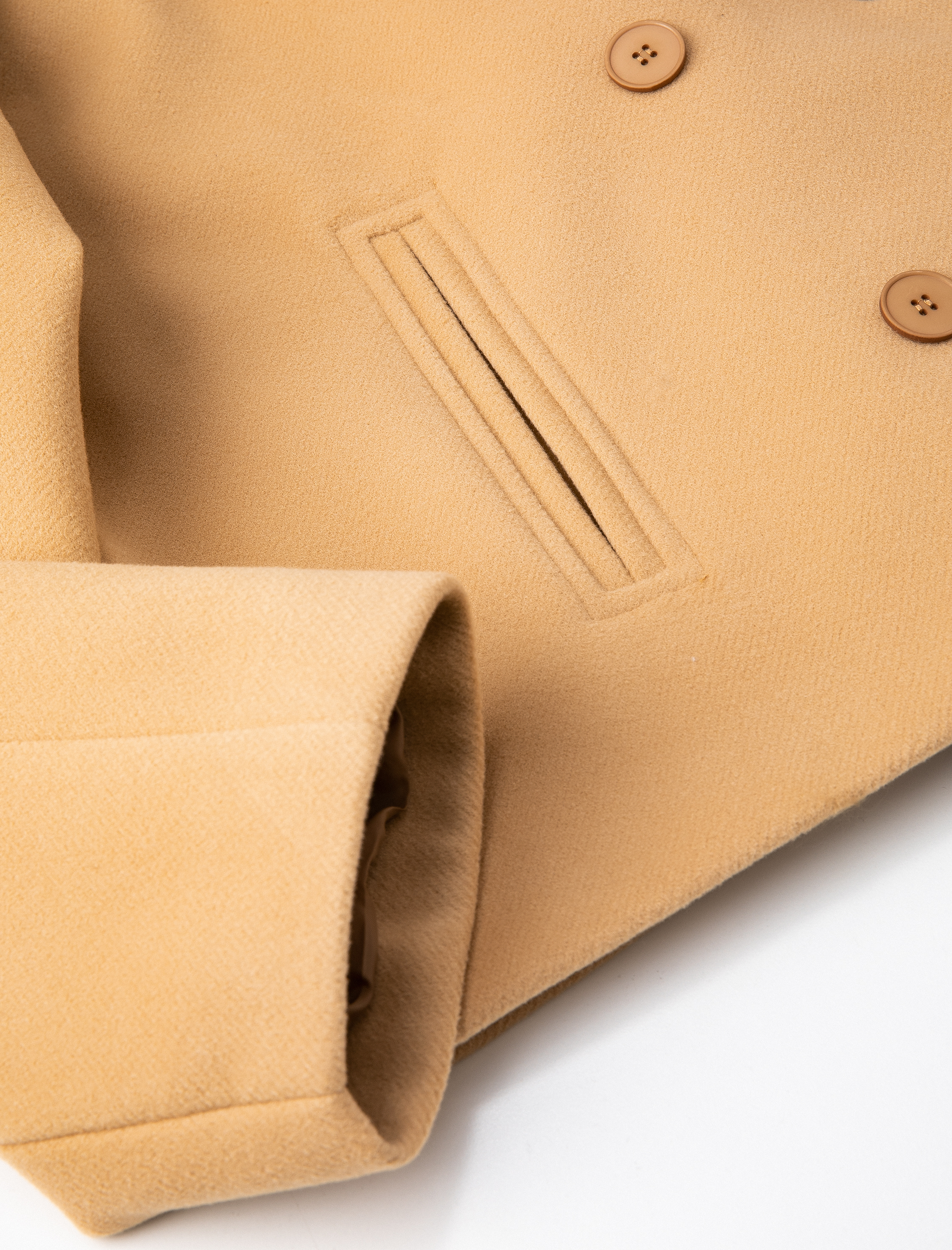   Kısa Kaşe Ceket Kruvaze Düğmeli Cep Detaylı