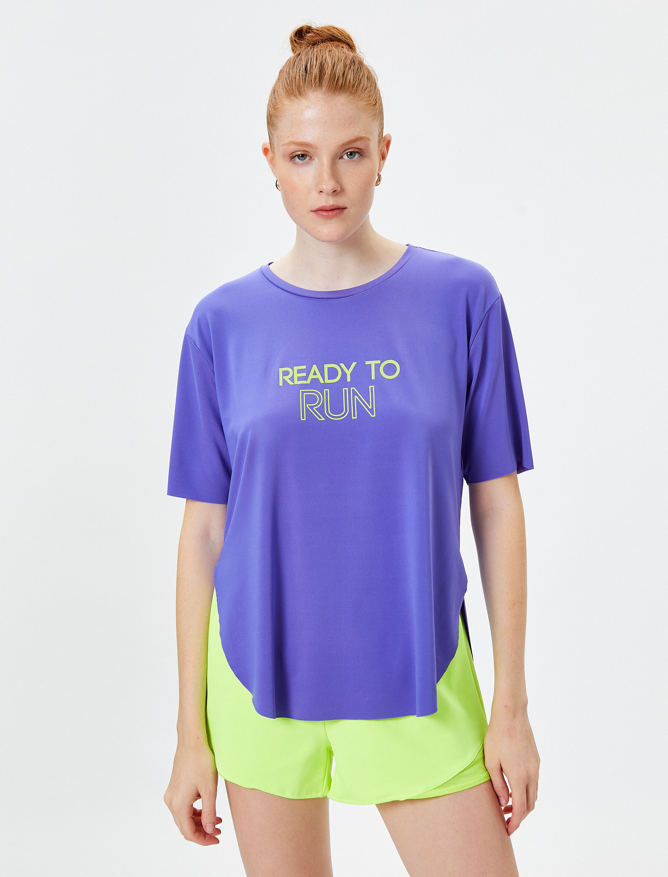   Spor Tişört Rahat Kalıp Kısa Kollu Bisiklet Yaka