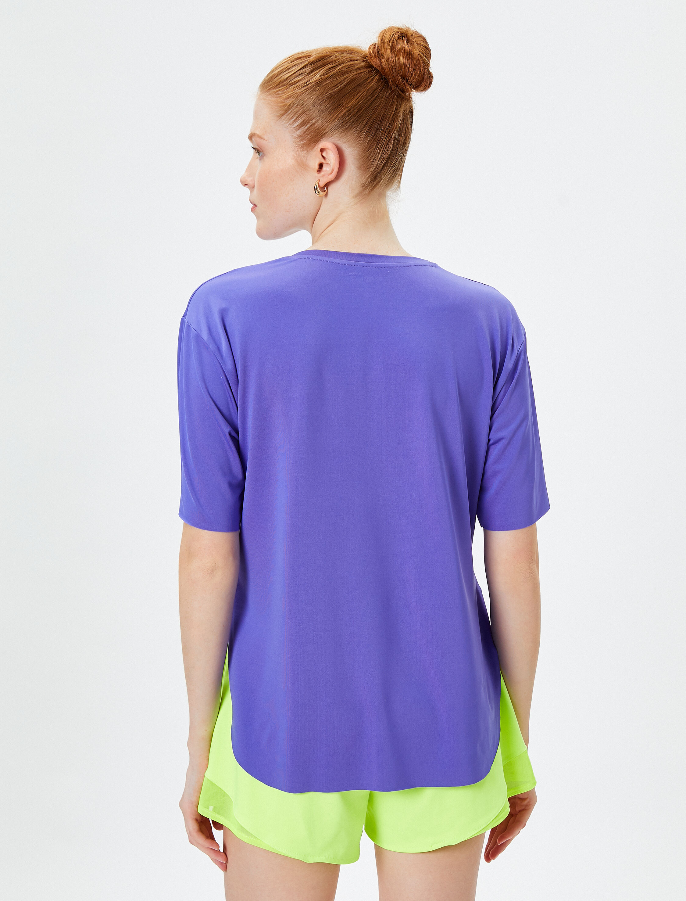   Spor Tişört Rahat Kalıp Kısa Kollu Bisiklet Yaka