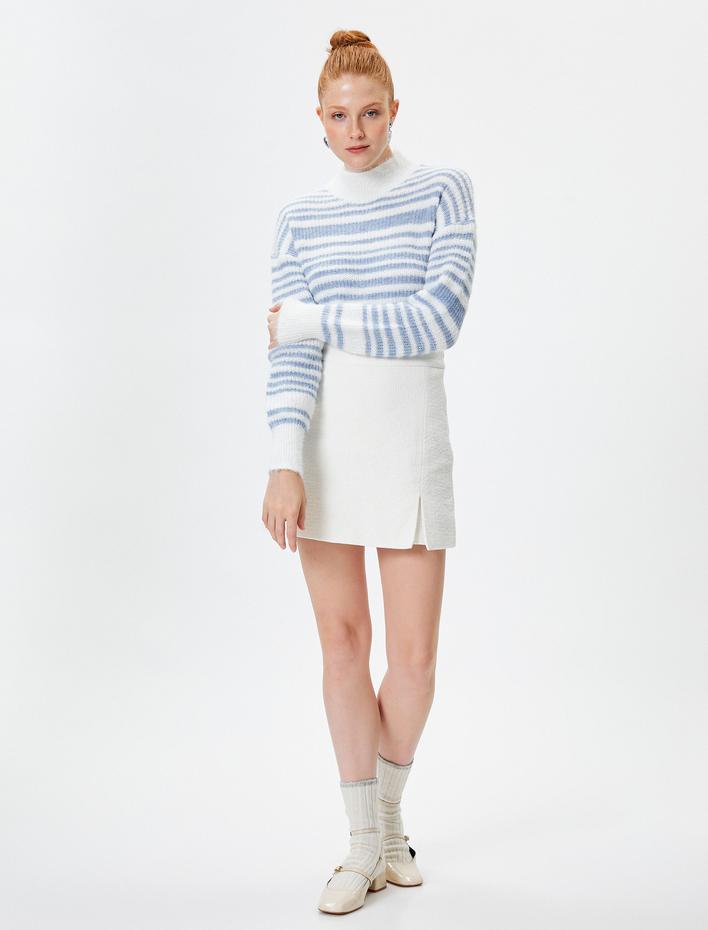  Boğazlı Yaka Kazak Yumuşak Dokulu Uzun Kollu