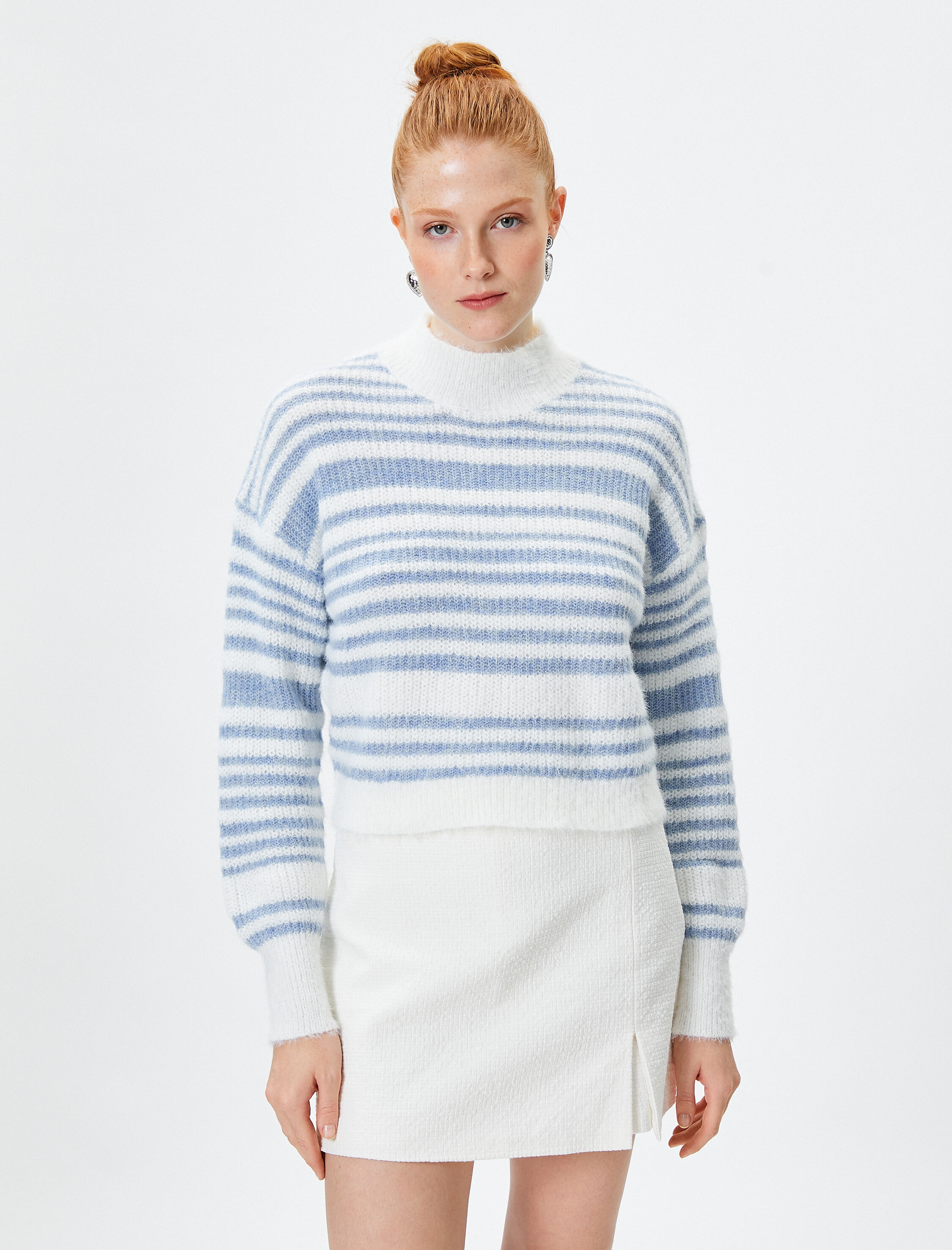   Boğazlı Yaka Kazak Yumuşak Dokulu Uzun Kollu