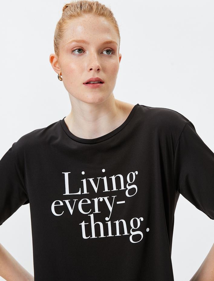  Baskılı Oversize Spor Tişört Kısa Kollu Bisiklet Yaka