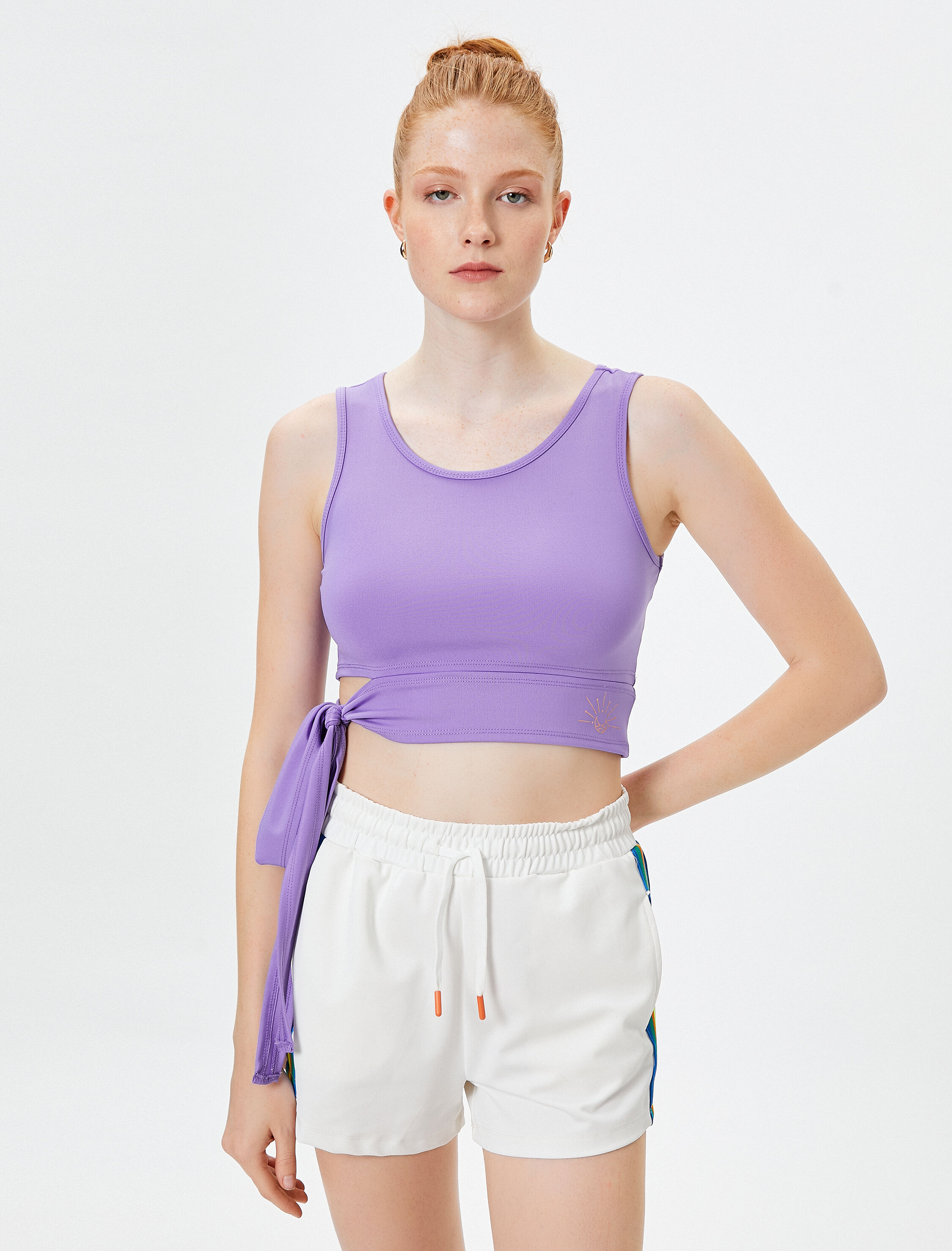   Bağlama Detaylı Sporcu Sütyeni U Yaka