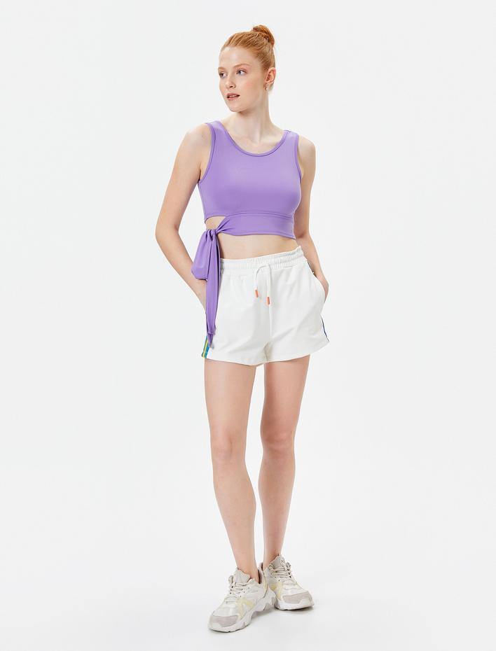  Bağlama Detaylı Sporcu Sütyeni U Yaka