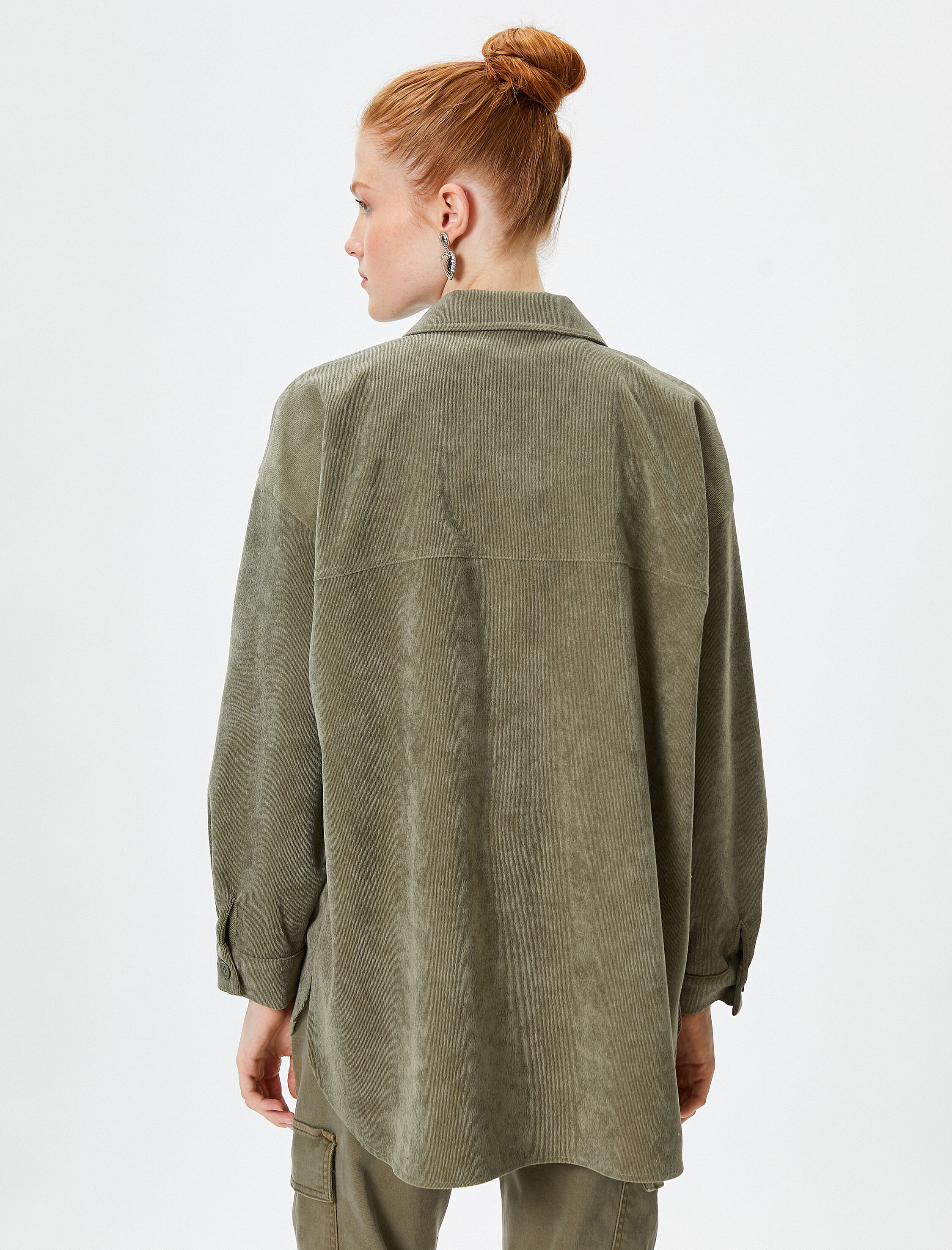   Oversize Gömlek Ceket Cep Detaylı Düğmeli