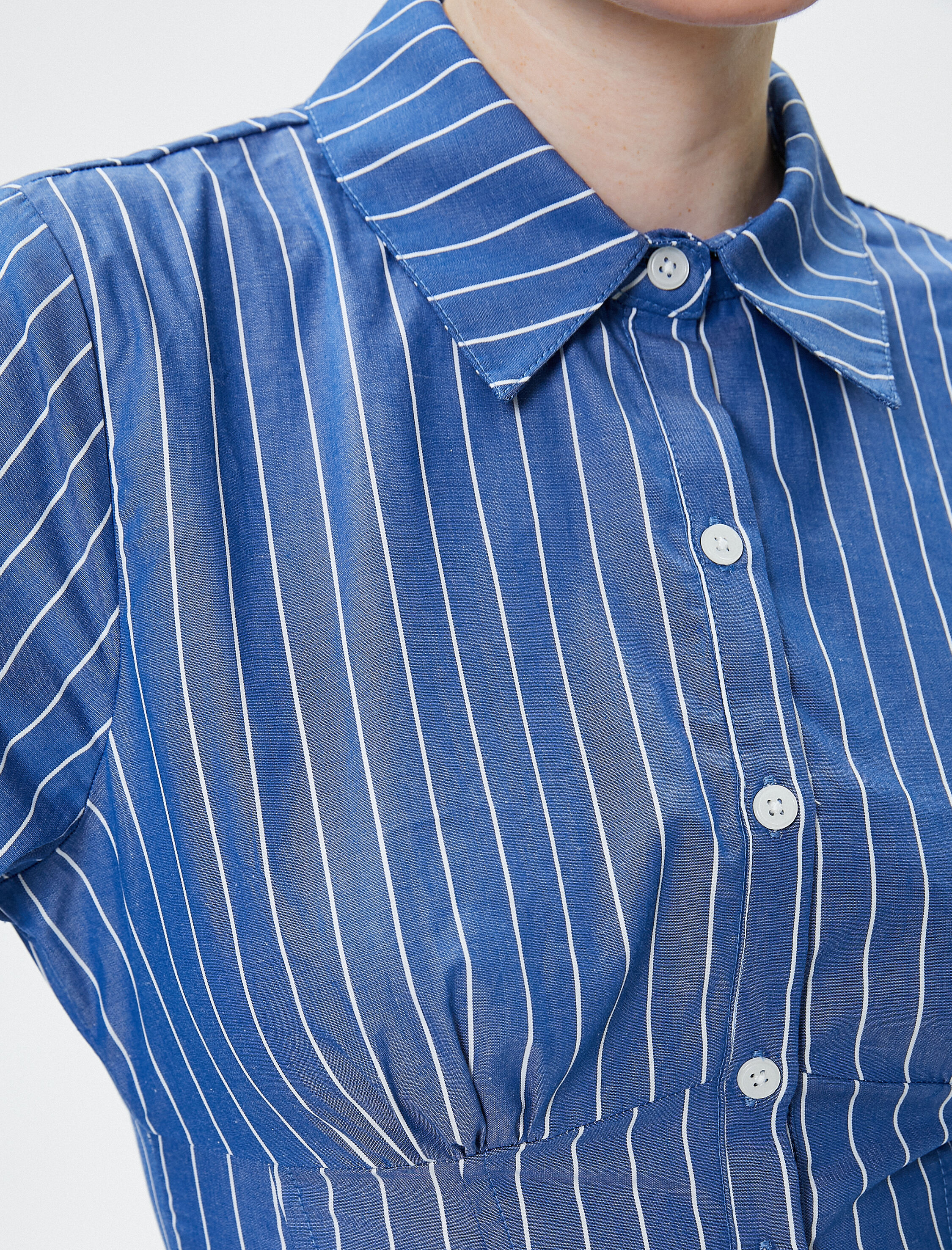   Crop Gömlek Uzun Kollu Klasik Yaka Pamuklu