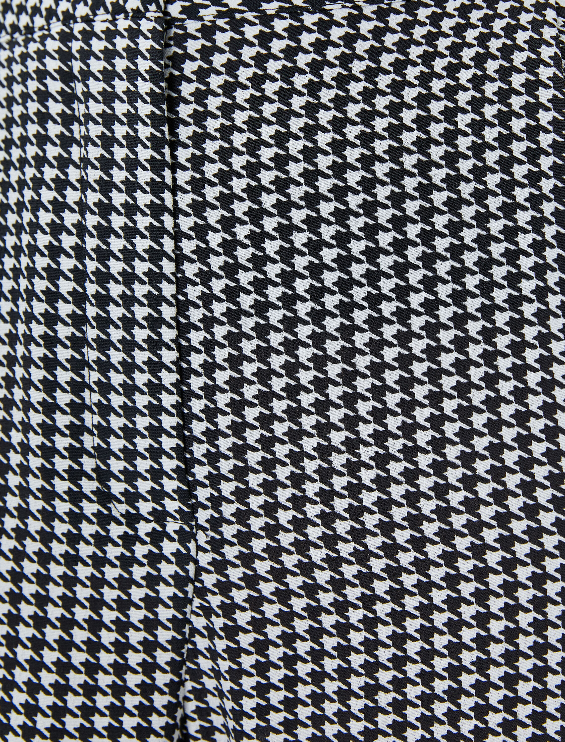   Palazzo Pantolon Kaz Ayağı Desenli Yüksek Bel Cepli