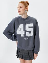 Kolej Sweatshirt Şardonlu Uzun Kollu Bisiklet Yaka