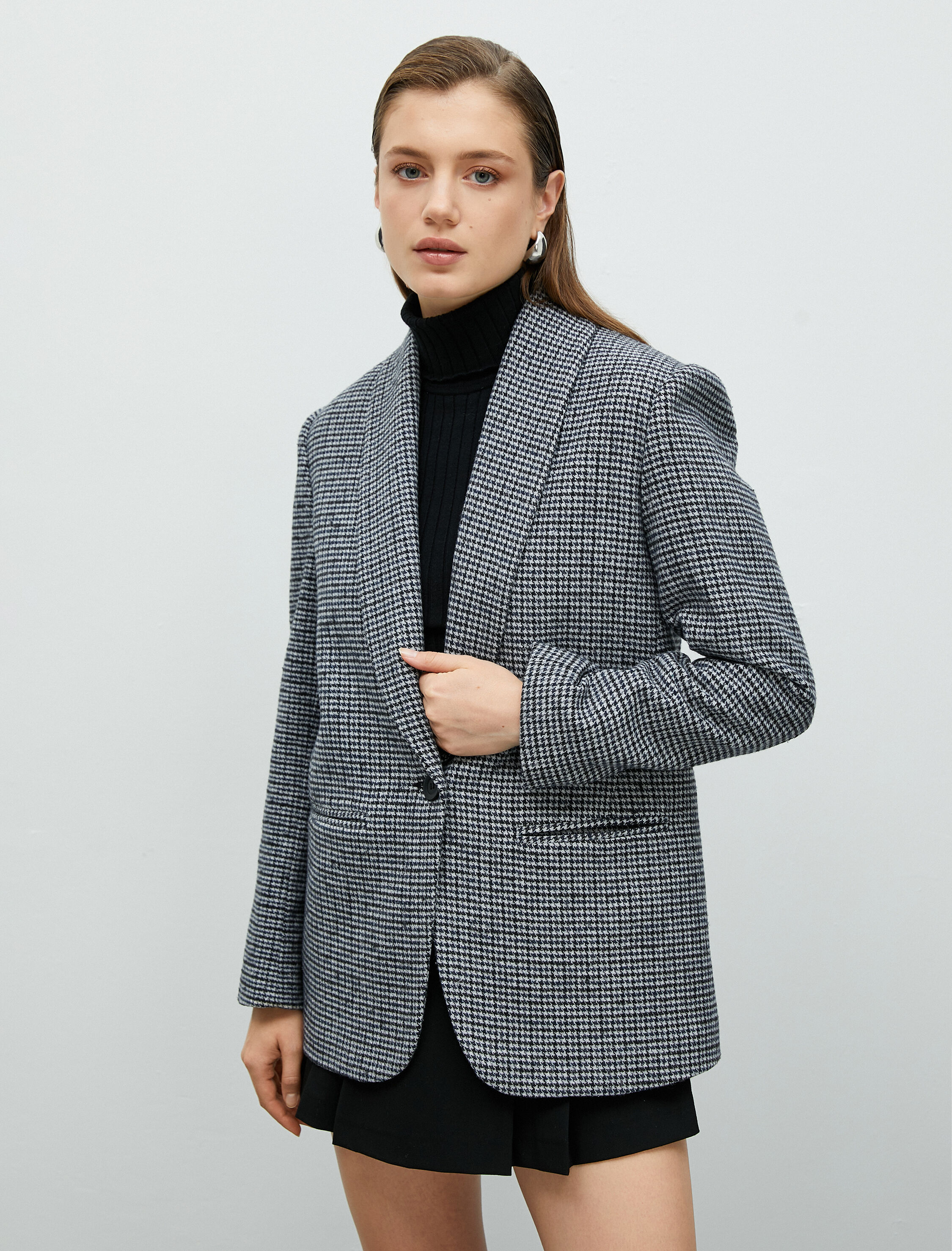   Blazer Ceket Tek Düğmeli Cep Detaylı