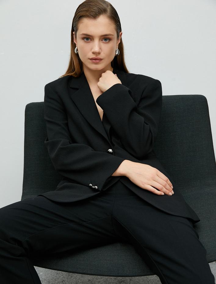  Klasik Blazer Ceket Tek Düğmeli Cepli