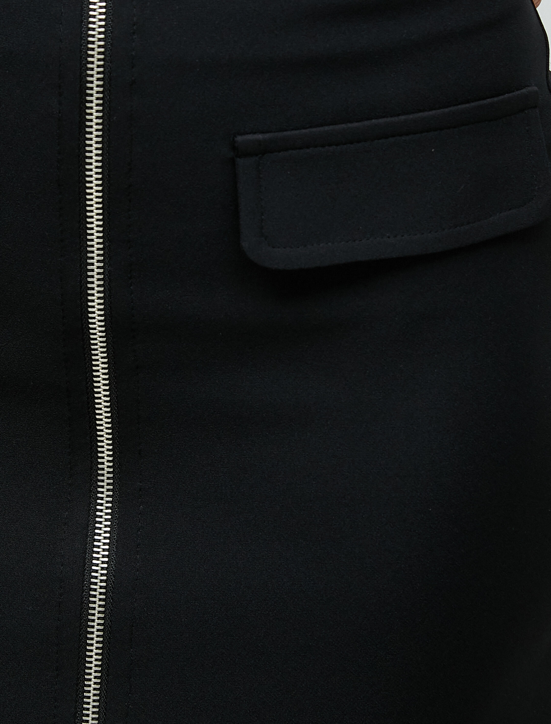   Midi Kalem Etek Önden Yırtmaçlı Fermuarlı Cep Detaylı Yüksek Bel