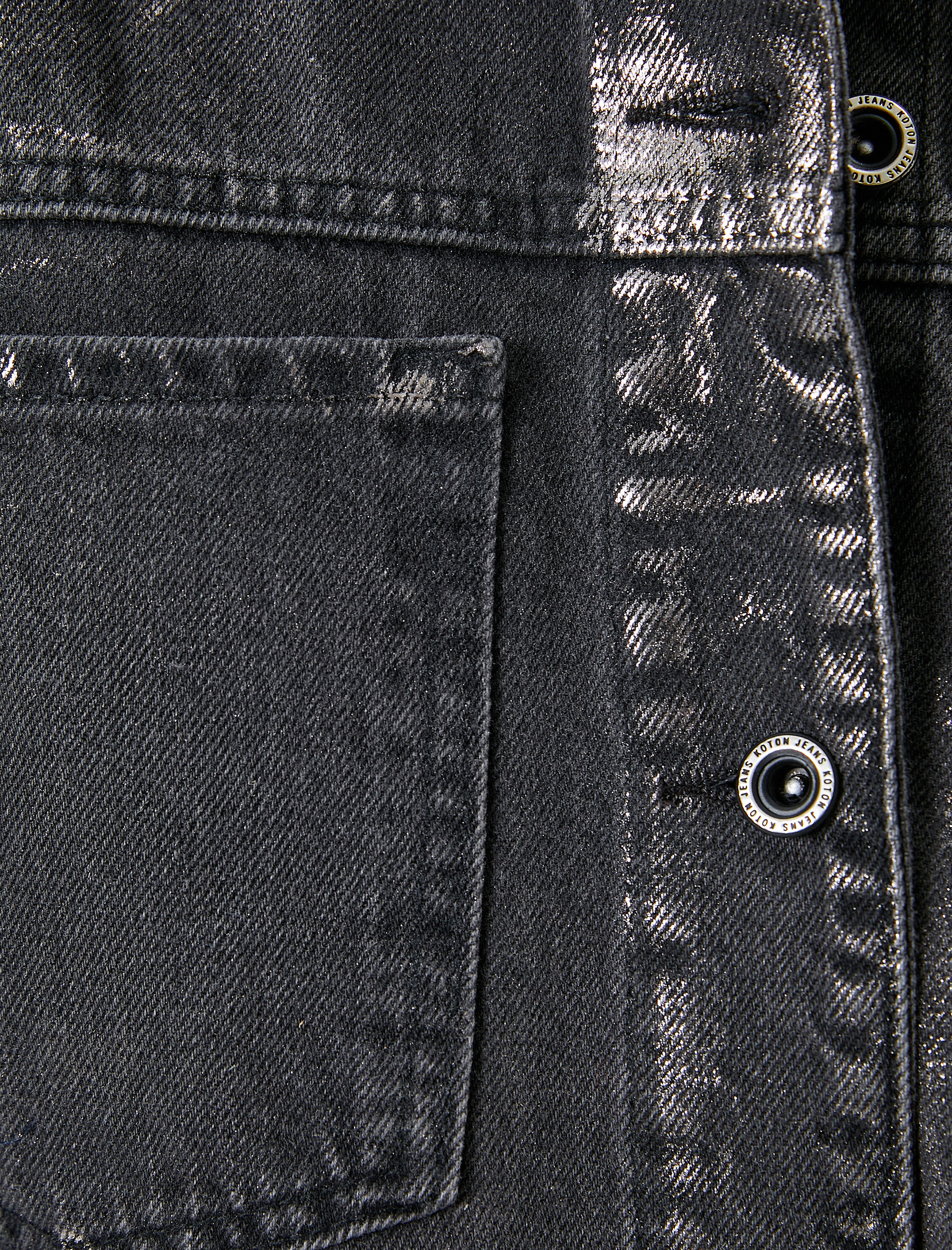   Kot Ceket Varak Baskı Detaylı Rahat Kalıp Gömlek Yaka Cepli