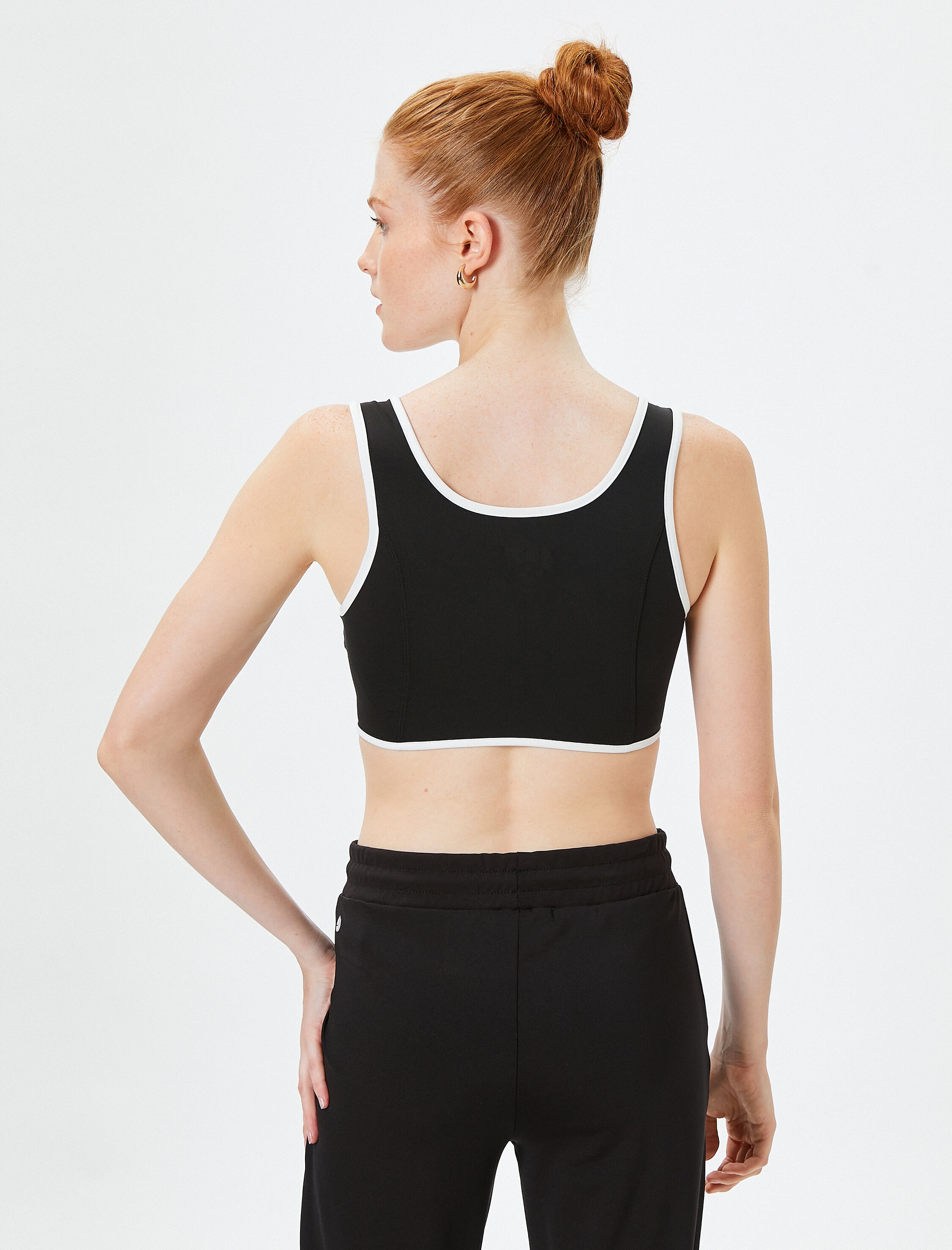   Kaplı Fermuarlı Sporcu Sütyeni Slim Fit Çizgili