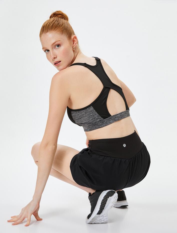  Kaplı Sporcu Sütyeni Arkası Pencere Detaylı Slim Fit