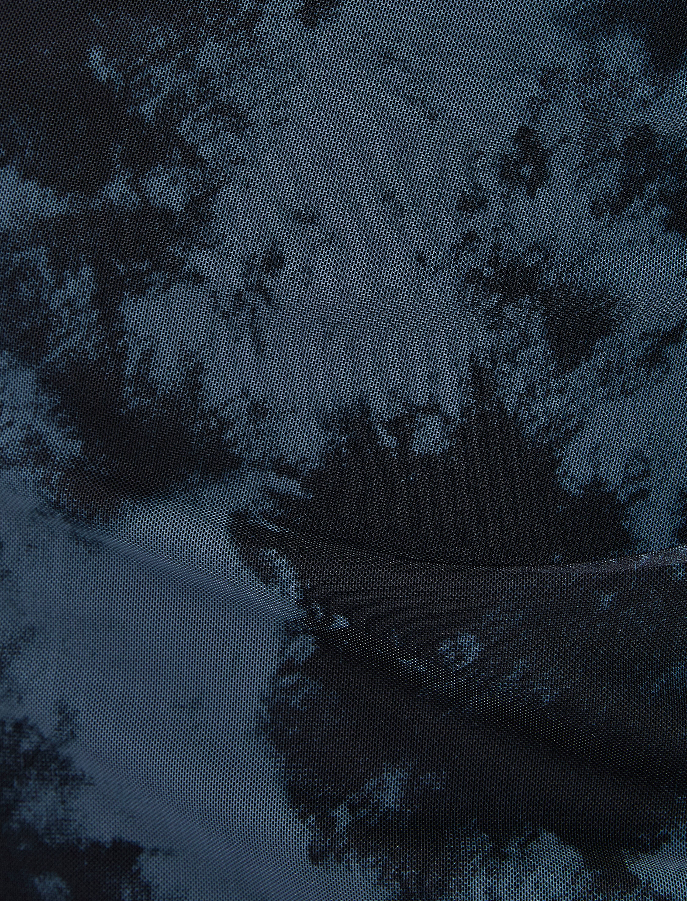   Batik Desenli Tül Etek Midi Boy Asimetrik Kesim Drape Detaylı Slim Fit