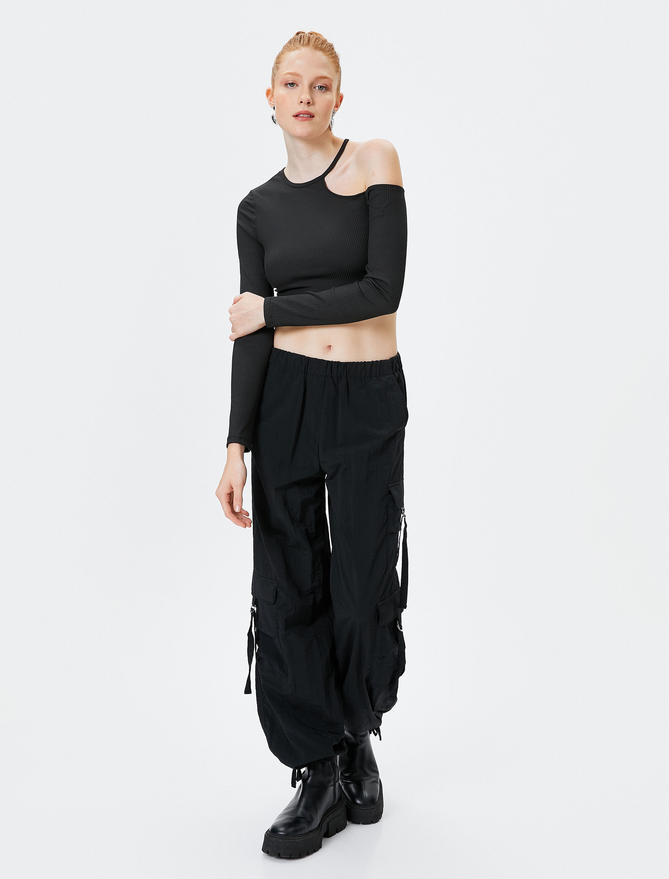   Paraşüt Pantolon Kargo Cepli Beli Lastikli