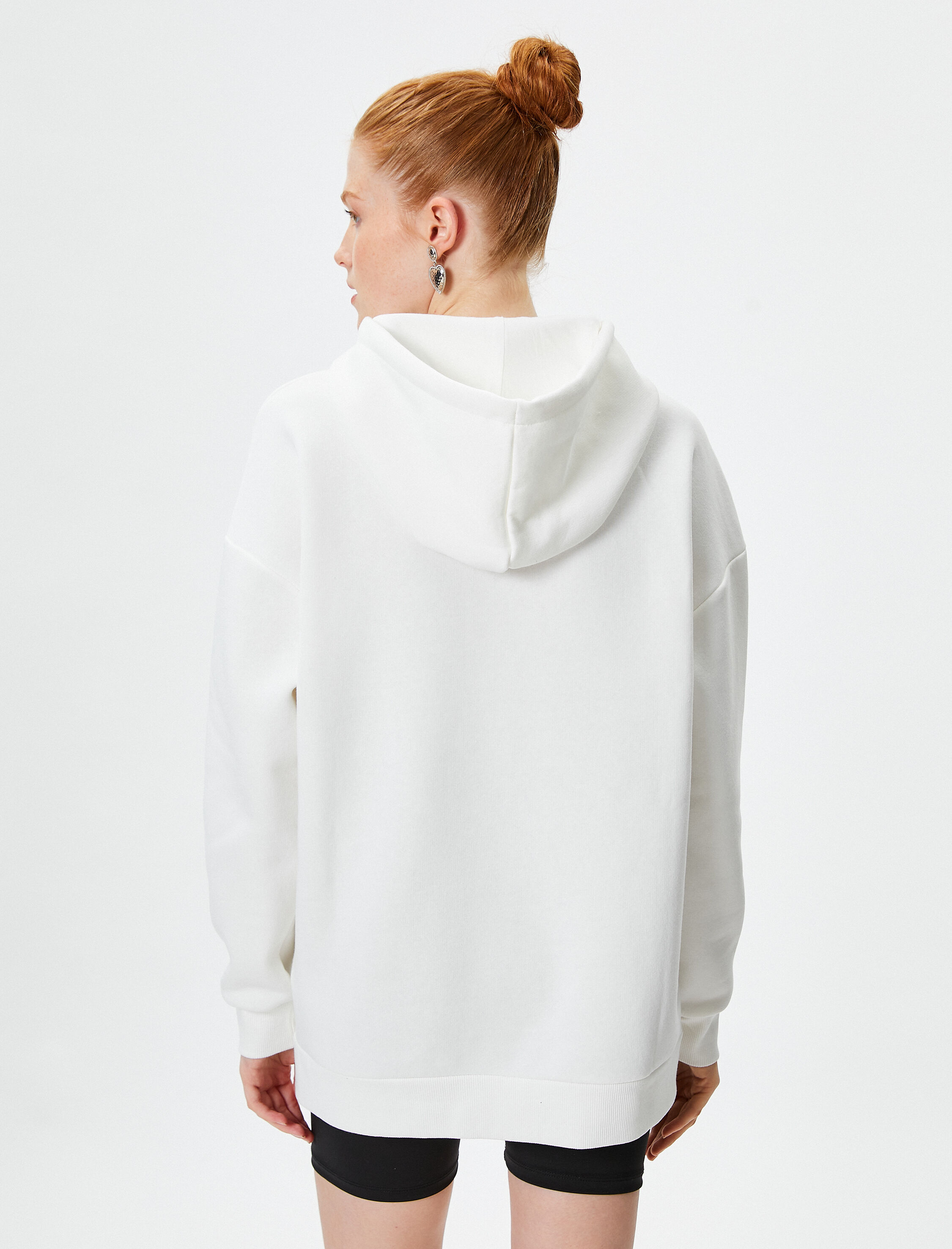   Şardonlu Basic Kapşonlu Sweatshirt Kanguru Cepli Pamuklu Uzun Kollu