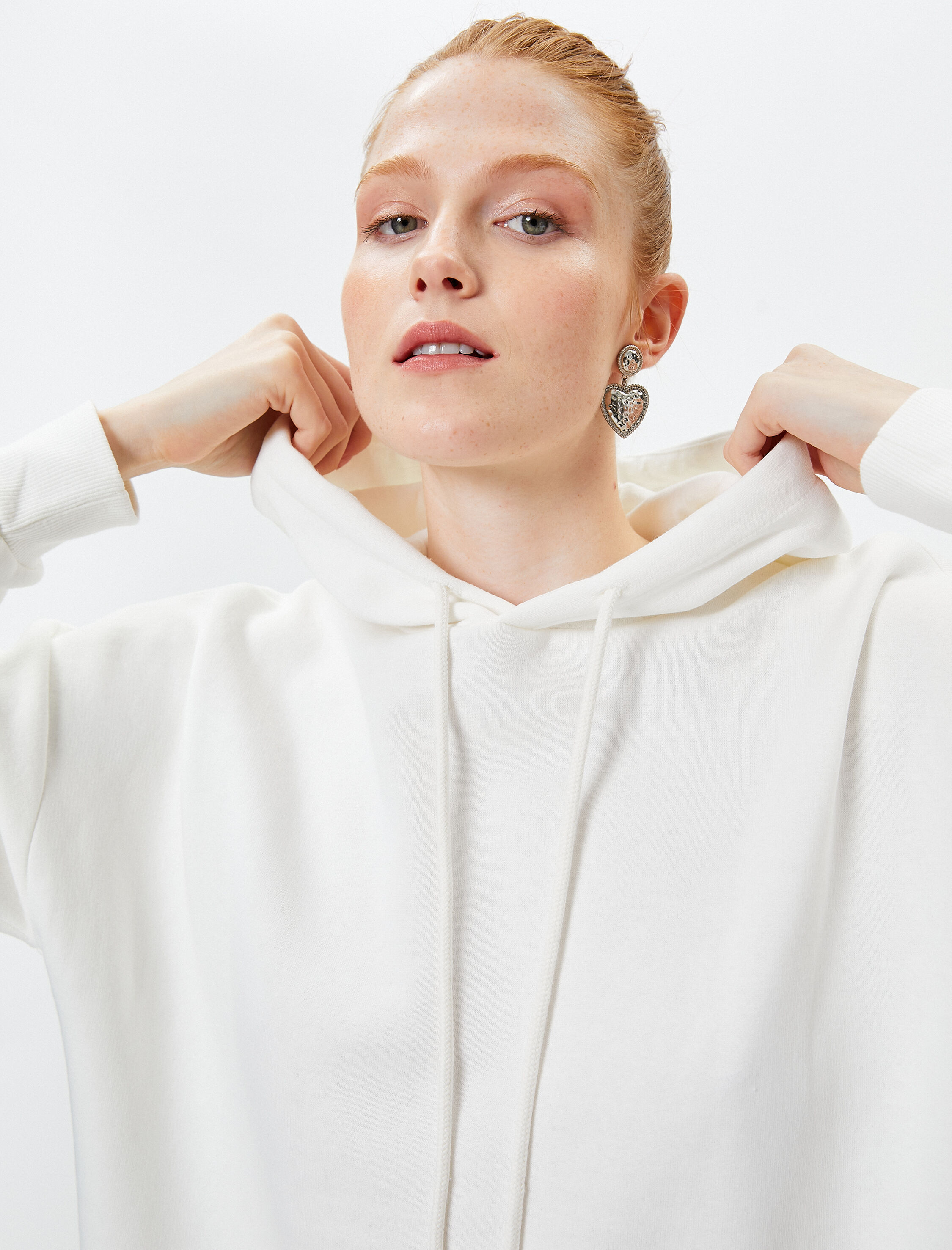   Şardonlu Basic Kapşonlu Sweatshirt Kanguru Cepli Pamuklu Uzun Kollu