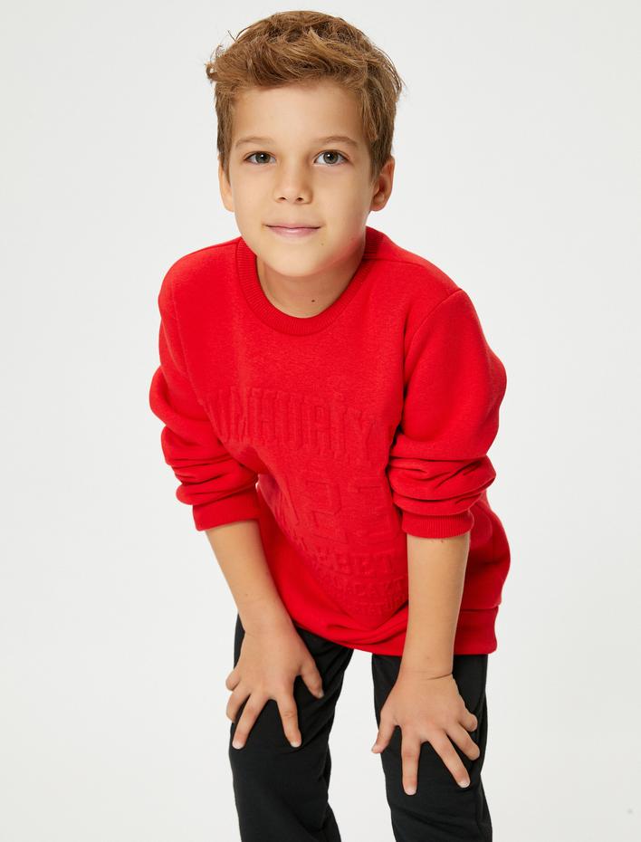 Erkek Çocuk Cumhuriyet Baskılı Şardonlu Sweatshirt Kabartma Baskı Detaylı - 100.Yıl Özel