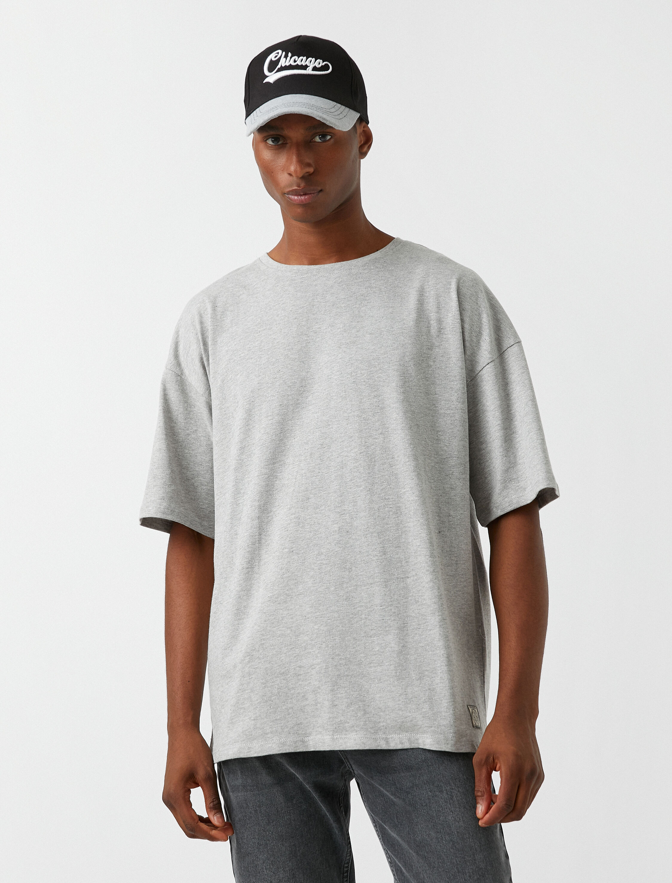   Basic Oversize Tişört Bisiklet Yaka