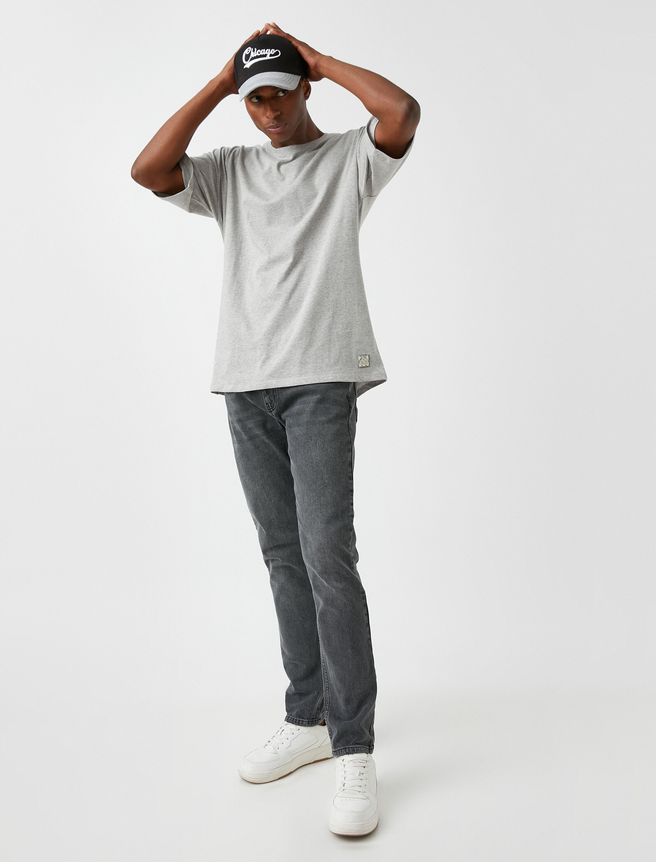   Basic Oversize Tişört Bisiklet Yaka