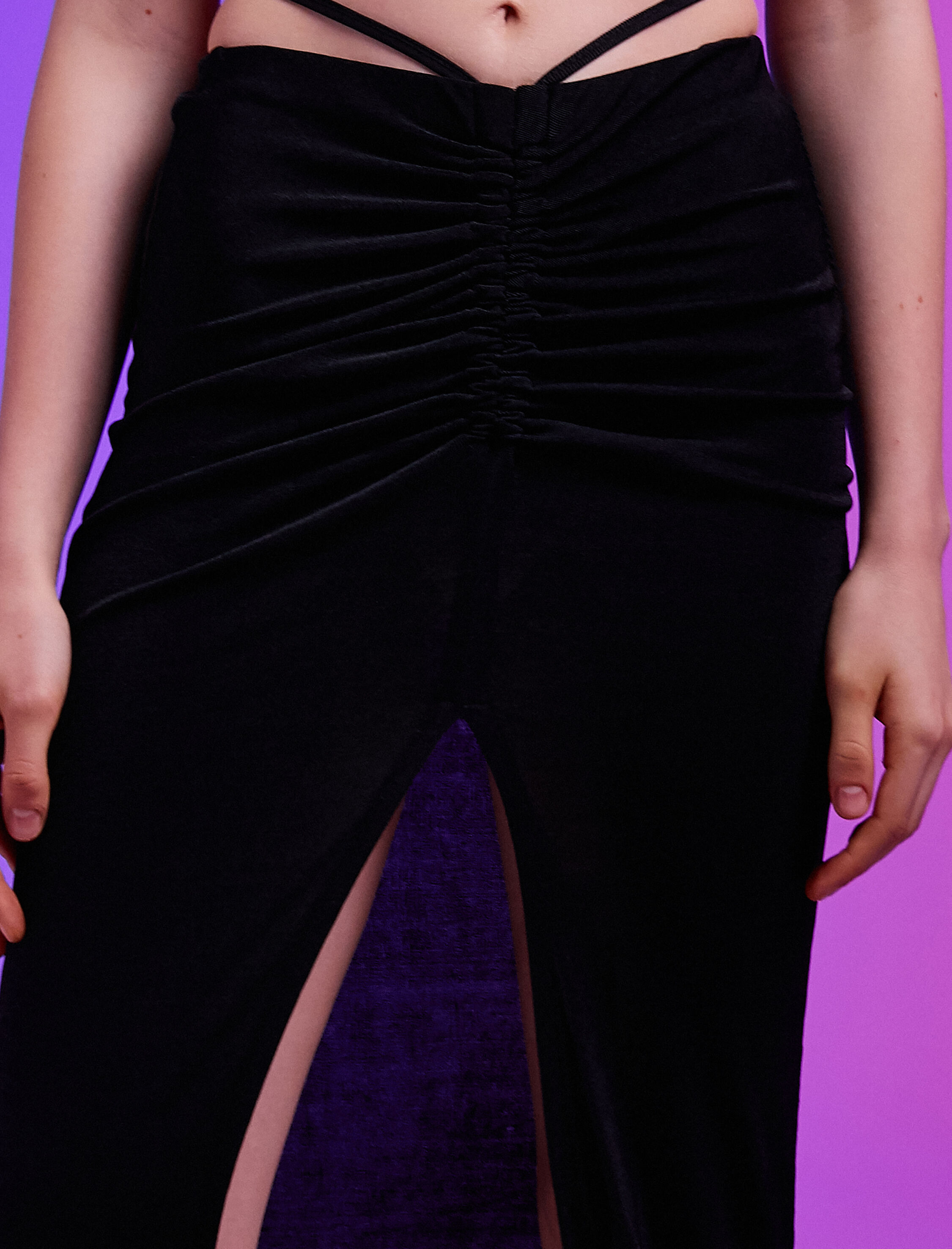   Midi Etek Yırtmaçlı Büzgülü