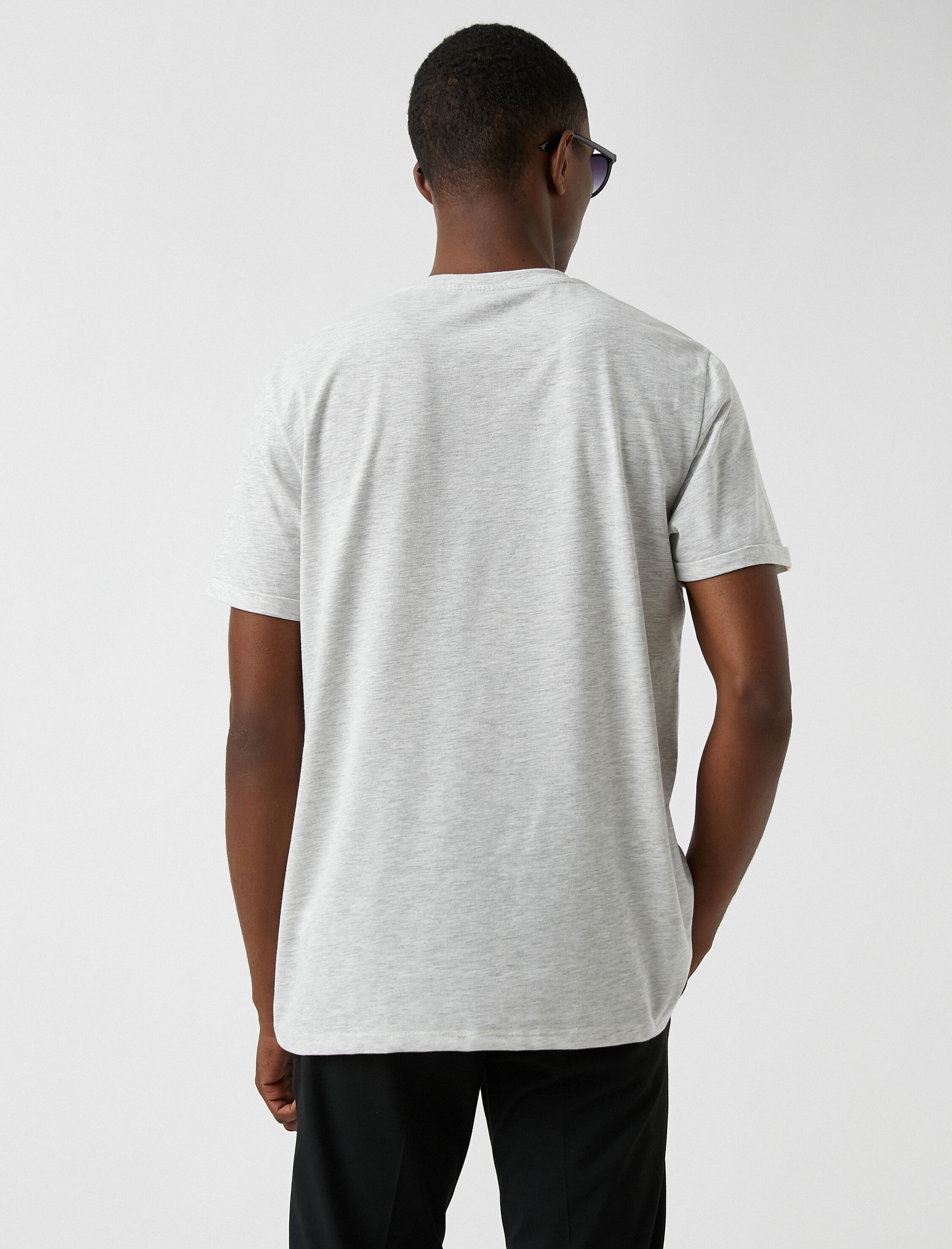   Basic Uzun Tişört Bisiklet Yaka