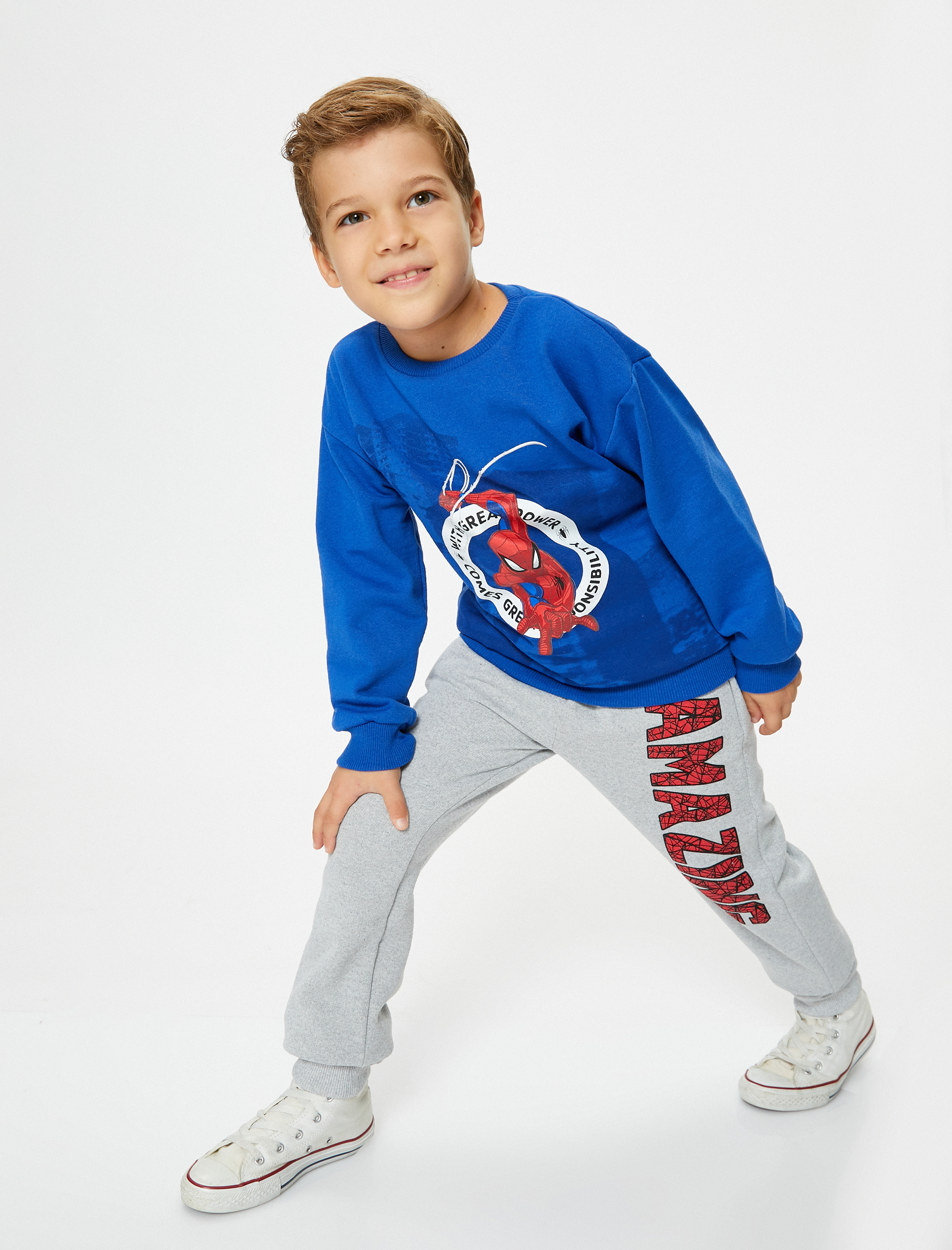  Erkek Çocuk Jogger Eşofman Altı Baskılı Beli Bağcıklı Paçası Lastikli