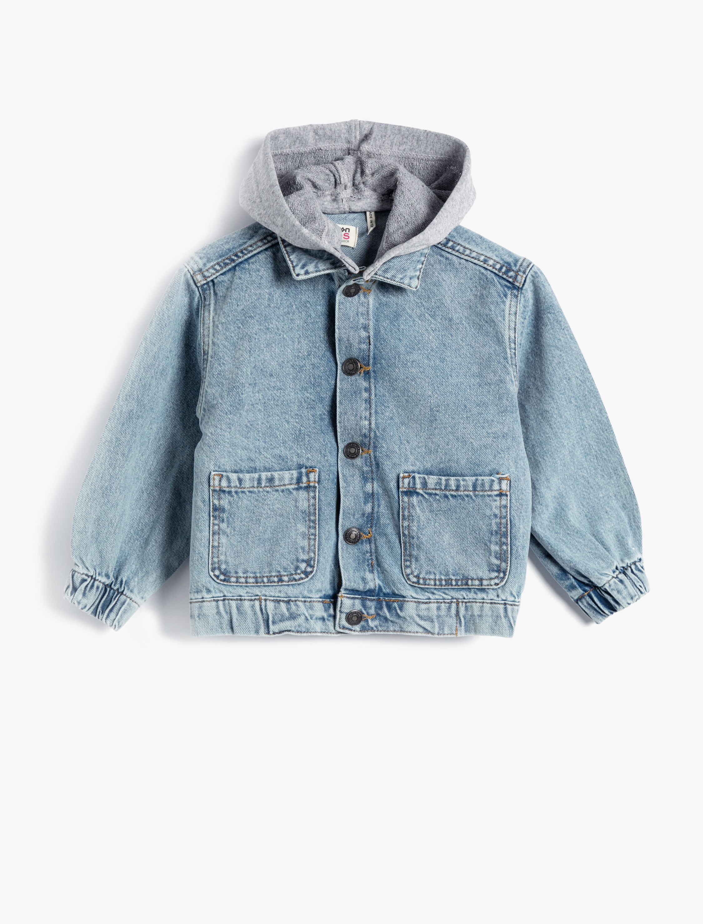  Erkek Çocuk Kot Ceket Çıkarılabilir Kapşonlu Cepli Pamuklu Manşetleri Lastikli