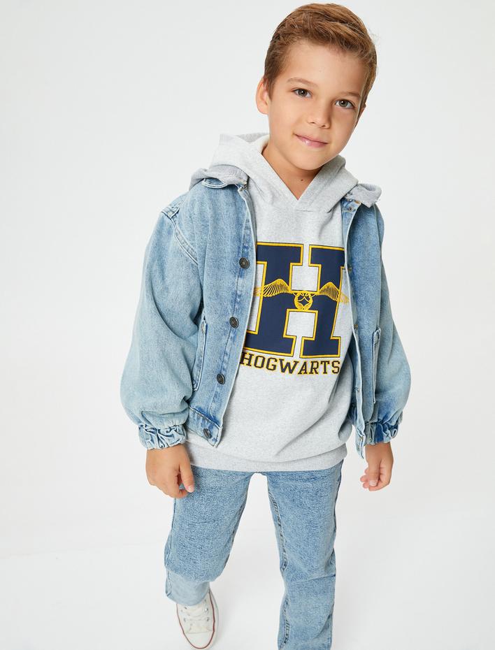 Erkek Çocuk Kot Ceket Çıkarılabilir Kapşonlu Cepli Pamuklu Manşetleri Lastikli