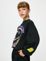 SmileyWorld® Sweatshirt Lisanslı Şardonlu Uzun Kollu Bisiklet Yaka