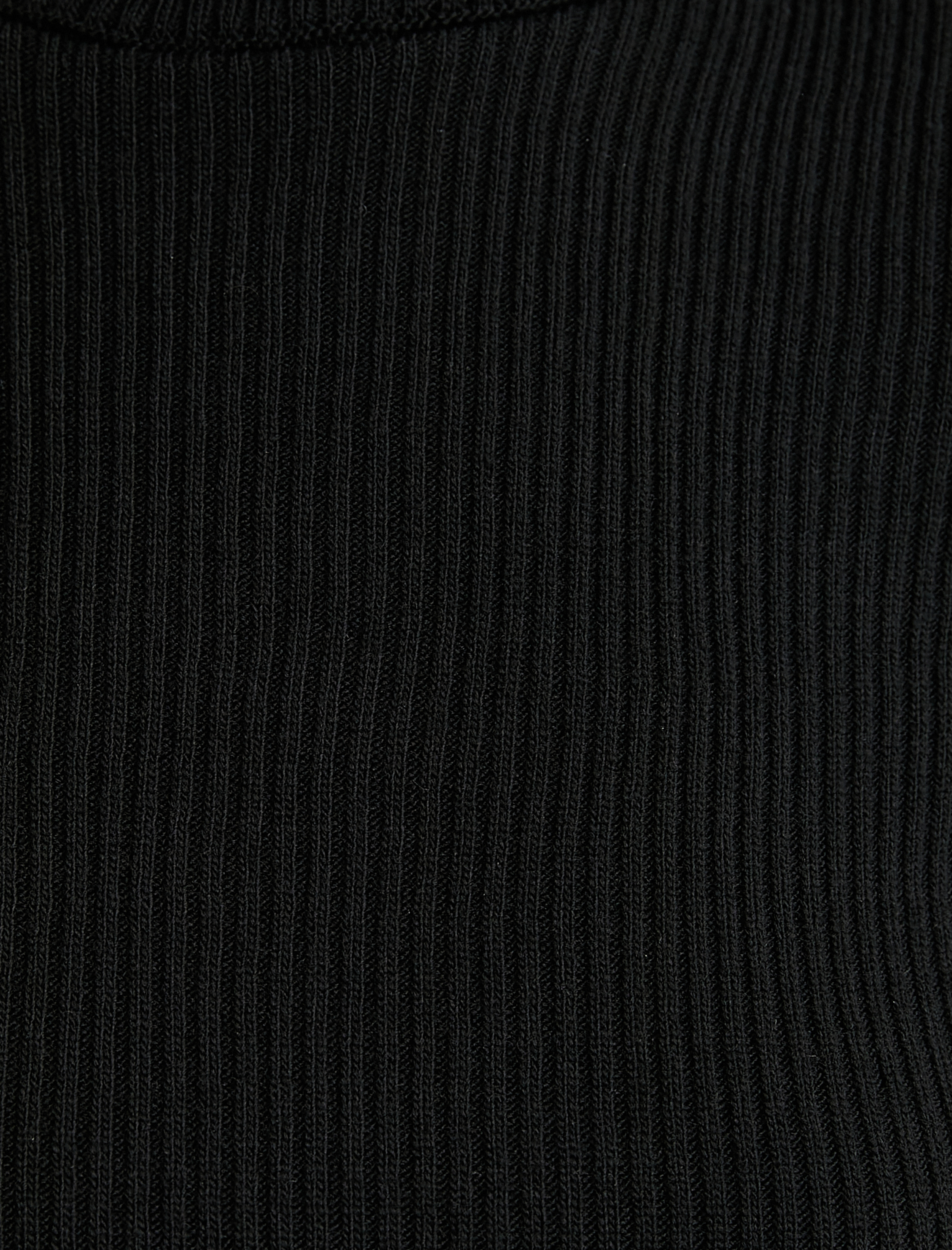   Triko Elbise Balıkçı Yaka Yırtmaçlı Fitilli Uzun Kollu