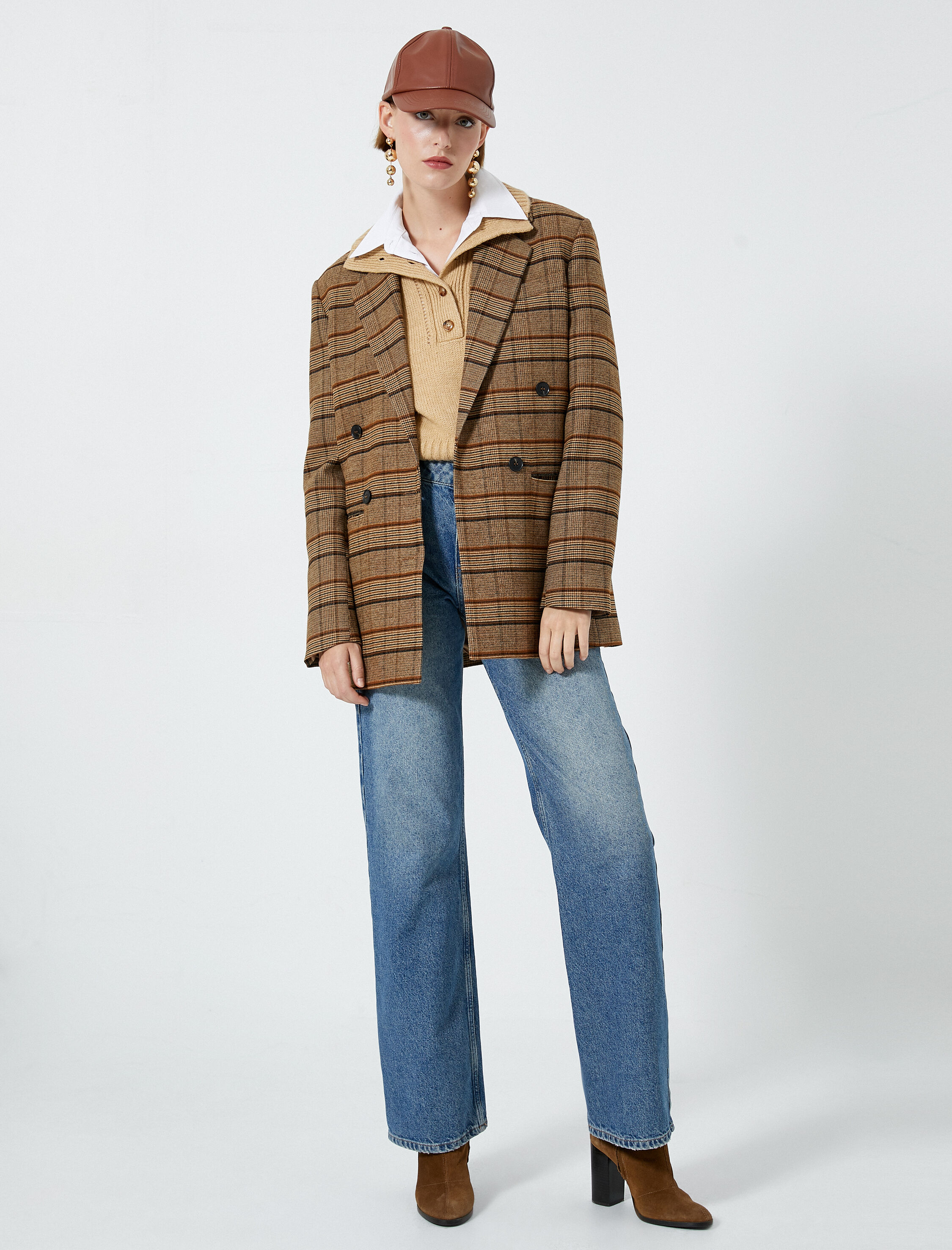   Blazer Ceket Kruvaze Düğmeli Cep Detaylı