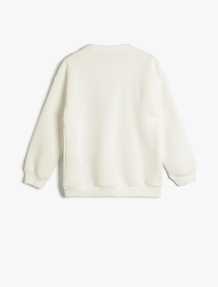 Erkek Çocuk Sweatshirt Uzun Kollu Yazı Baskılı Bisiklet Yaka Şardonlu Pamuklu