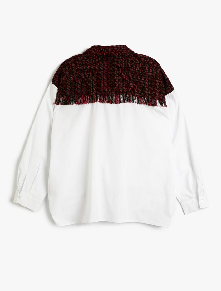  Tüvit Detaylı Oversize Gömlek Düğmeli Uzun Kollu