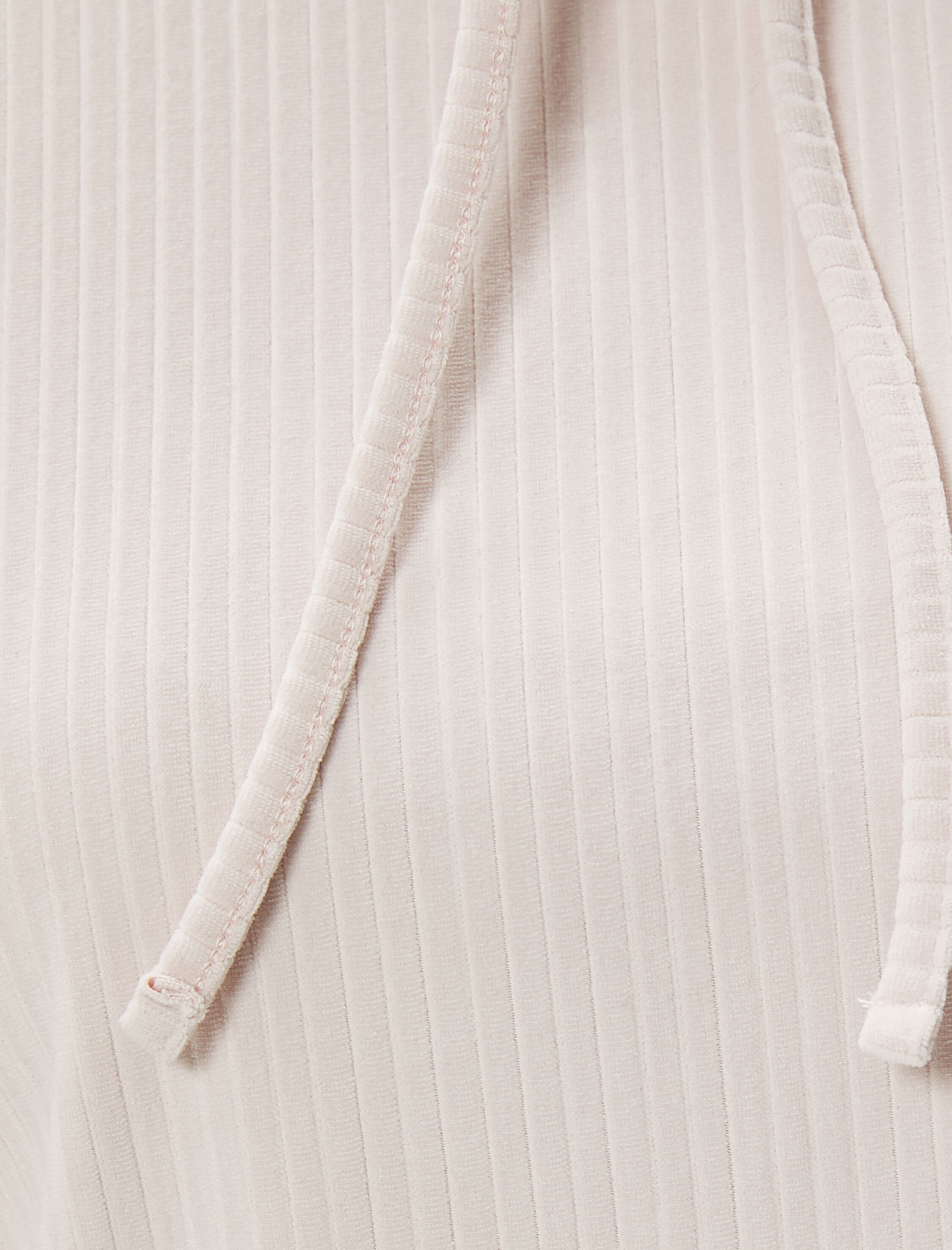   Boğazlı Bağlamalı Pijama Üst Kaşkorse Yumuşak Dokulu Uzun Kollu