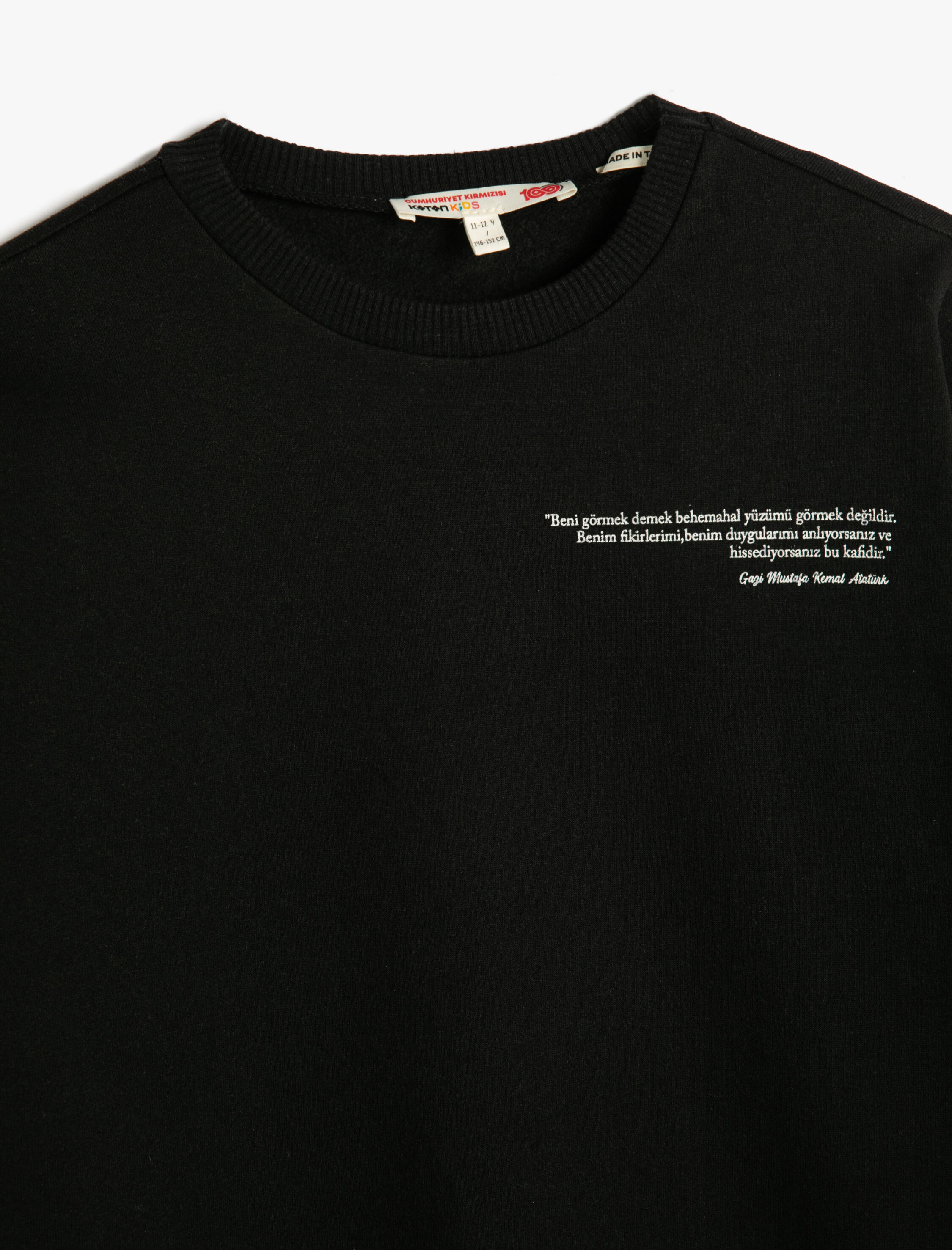  Erkek Çocuk Sweatshirt Uzun Kollu Bisiklet Yaka Arkası Atatürk Baskılı