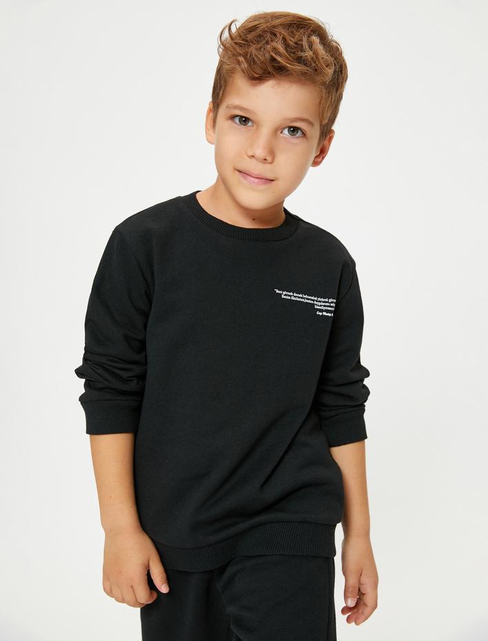 Erkek Çocuk Sweatshirt Uzun Kollu Bisiklet Yaka Arkası Atatürk Baskılı