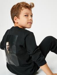 Sweatshirt Uzun Kollu Bisiklet Yaka Arkası Atatürk Baskılı Yün Karışımlı