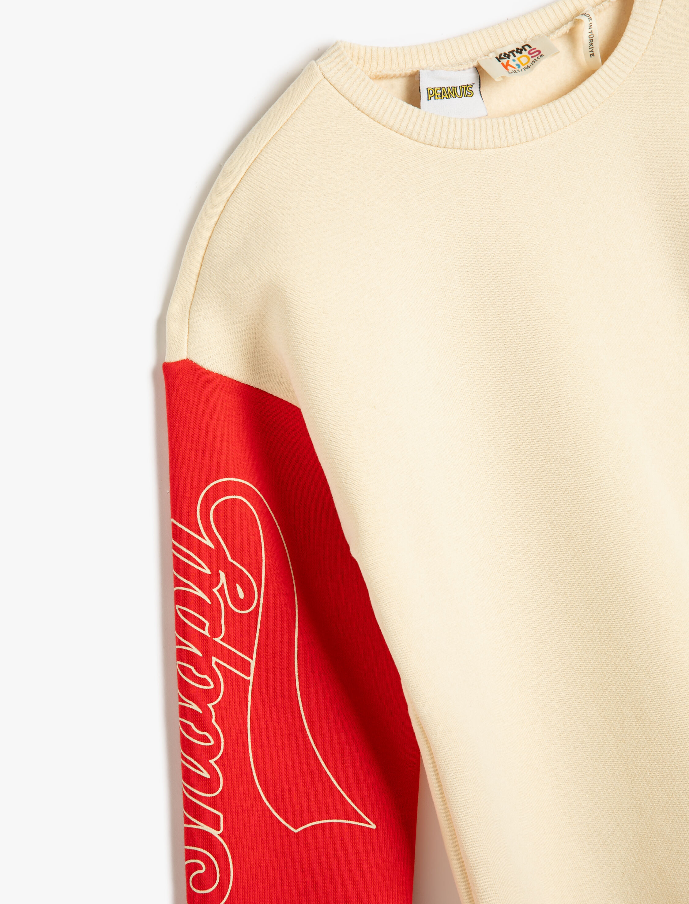  Kız Çocuk Snoopy Sweatshirt Lisanslı Bisiklet Yaka Uzun Kollu Renk Bloklu Şardonlu