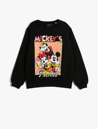 Minnie Mouse Sweatshirt Lisanslı Bisiklet Yaka Uzun Kollu Şardonlu
