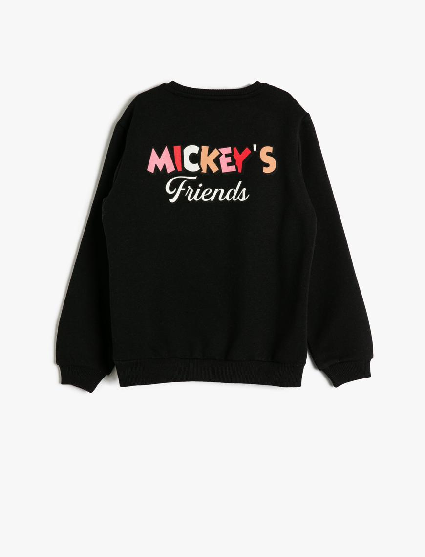  Kız Çocuk Minnie Mouse Sweatshirt Lisanslı Bisiklet Yaka Uzun Kollu Şardonlu