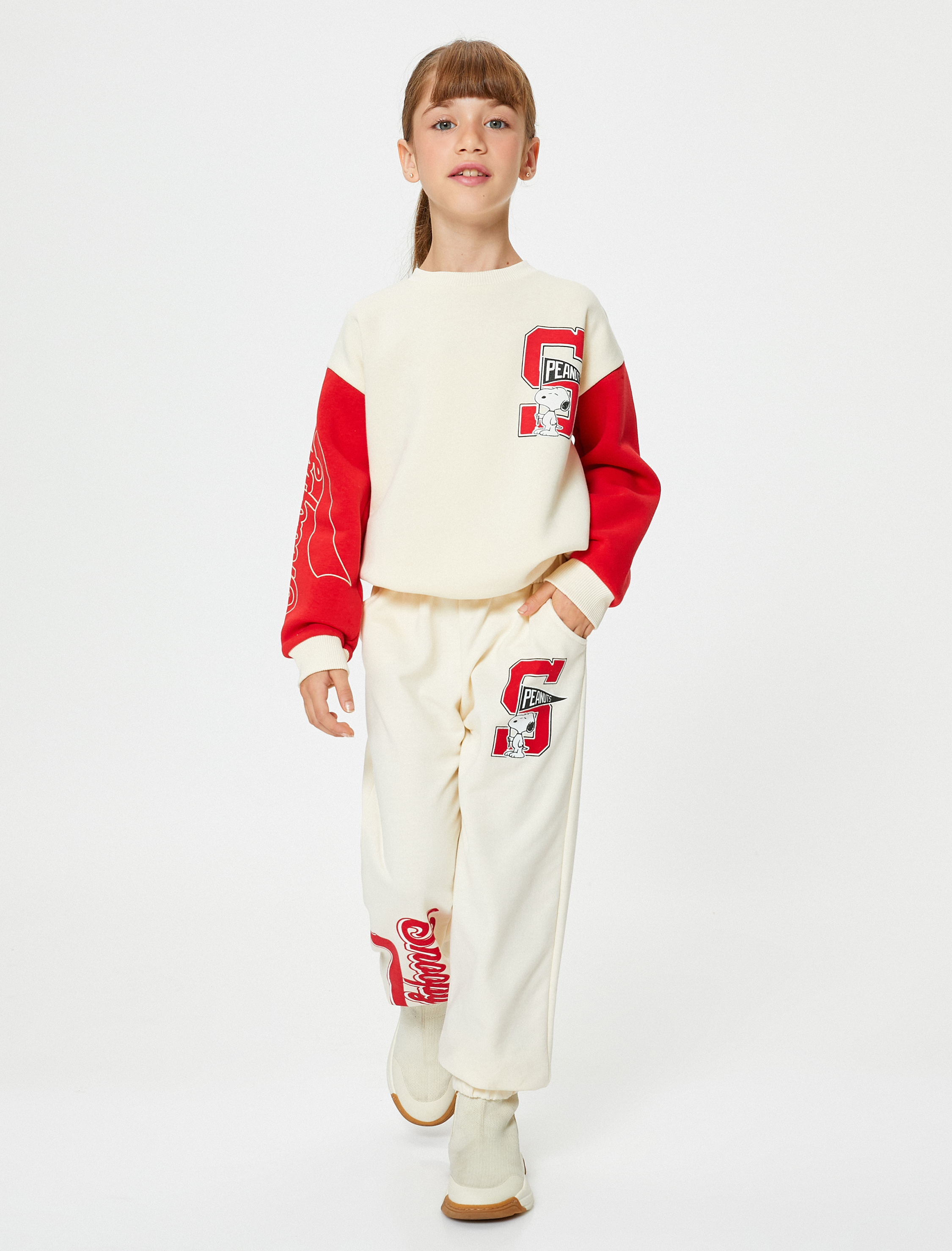  Kız Çocuk Snoopy Jogger Eşofman Altı Lisanslı Cepli Beli Lastikli Şardonlu