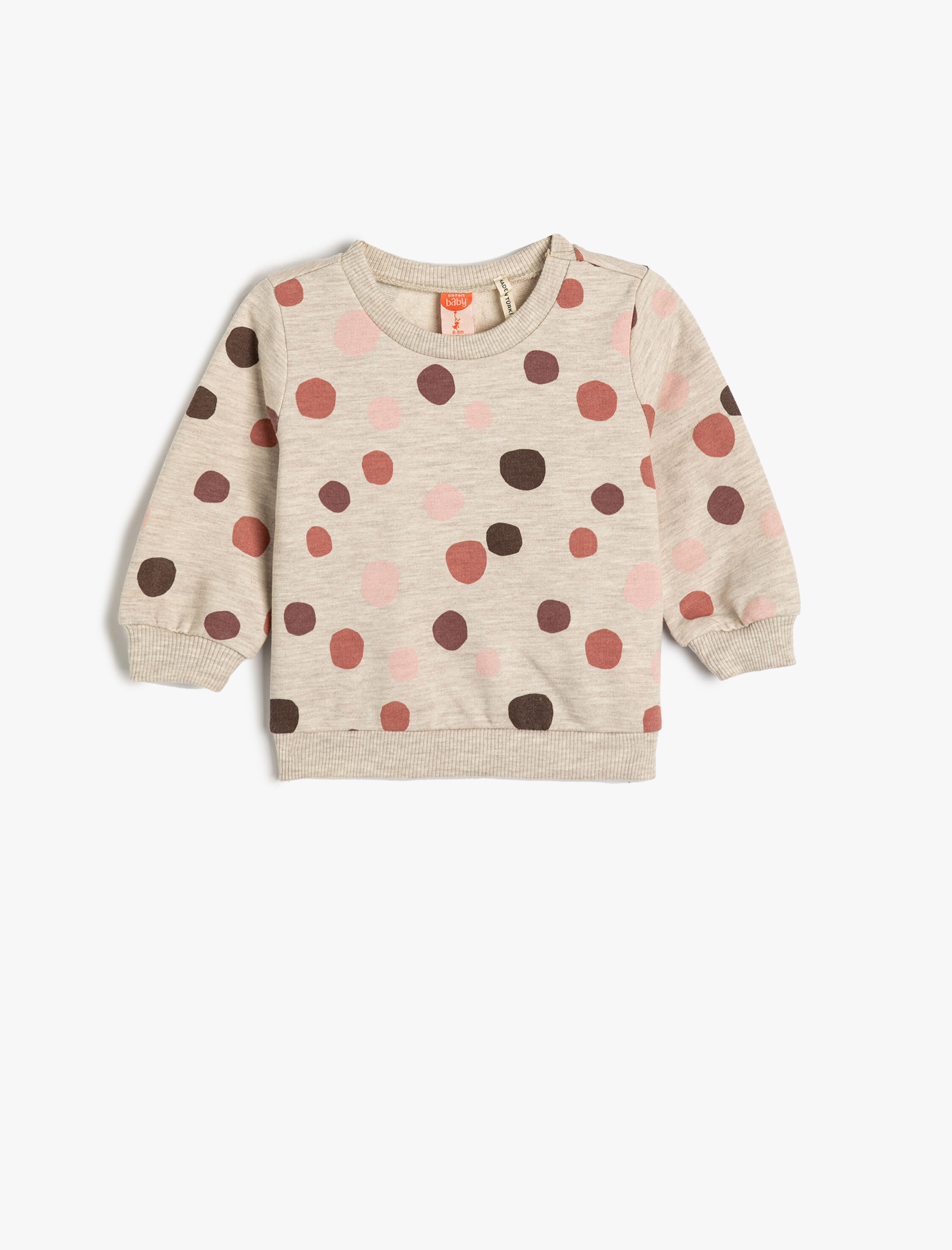  Kız Bebek Sweatshirt Uzun Kollu Bisiklet Yaka Baskı Detaylı Şardonlu