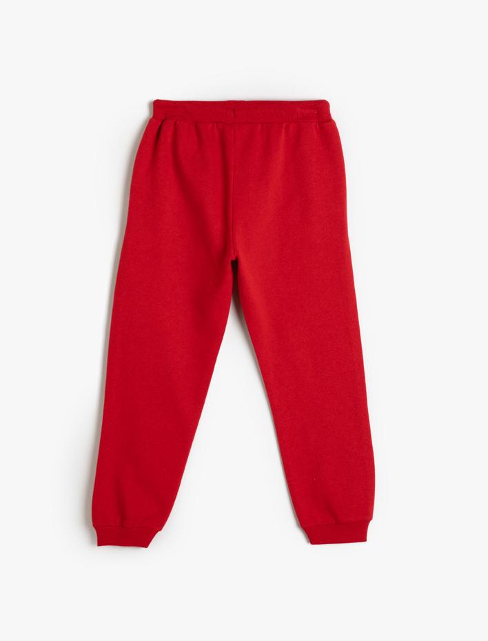 Erkek Çocuk Jogger Eşofman Altı Cepli Beli Bağlamalı Baskı Detaylı Şardonlu